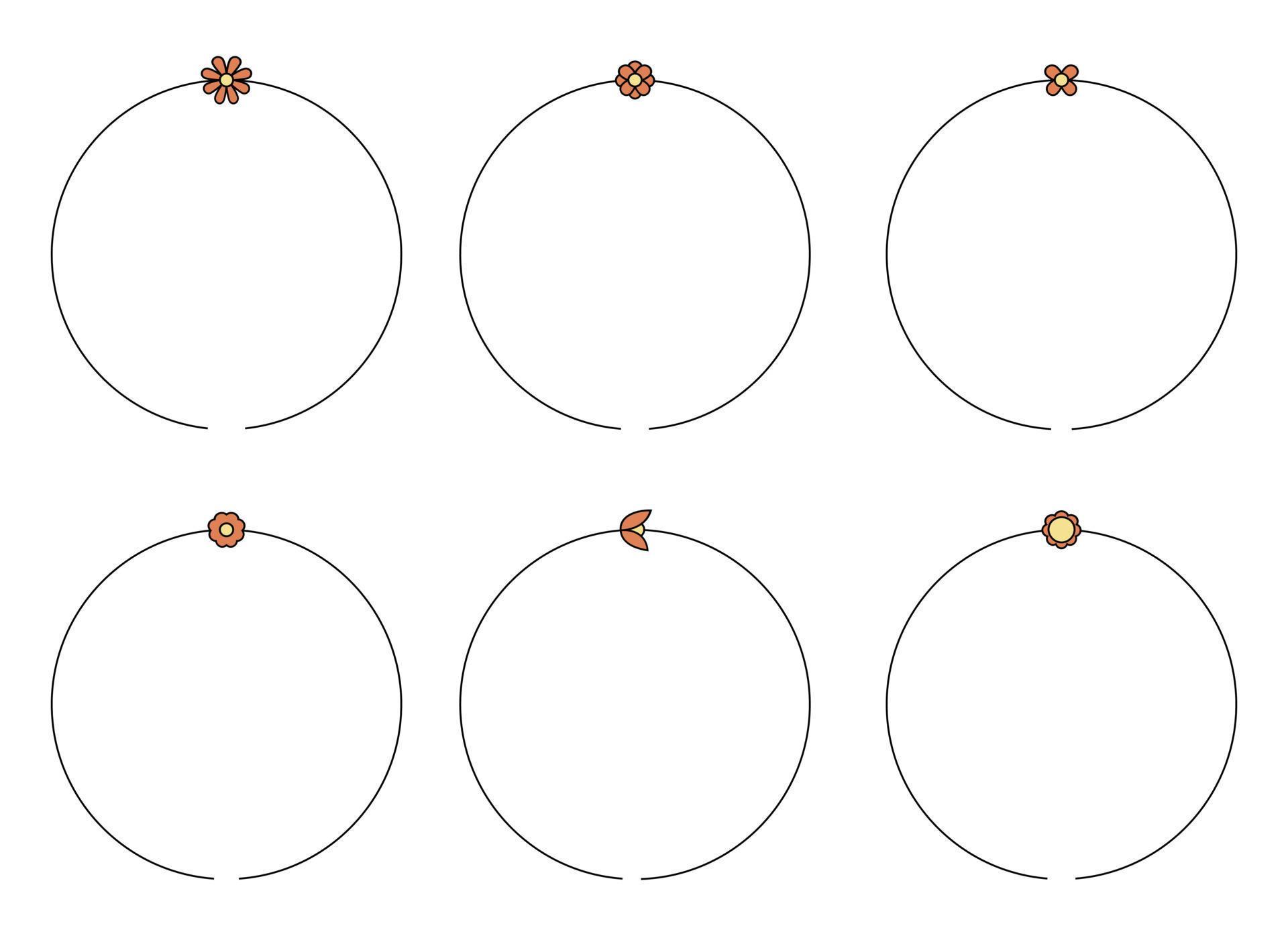 Circle frame decoration element with flowers clip art Stock Free