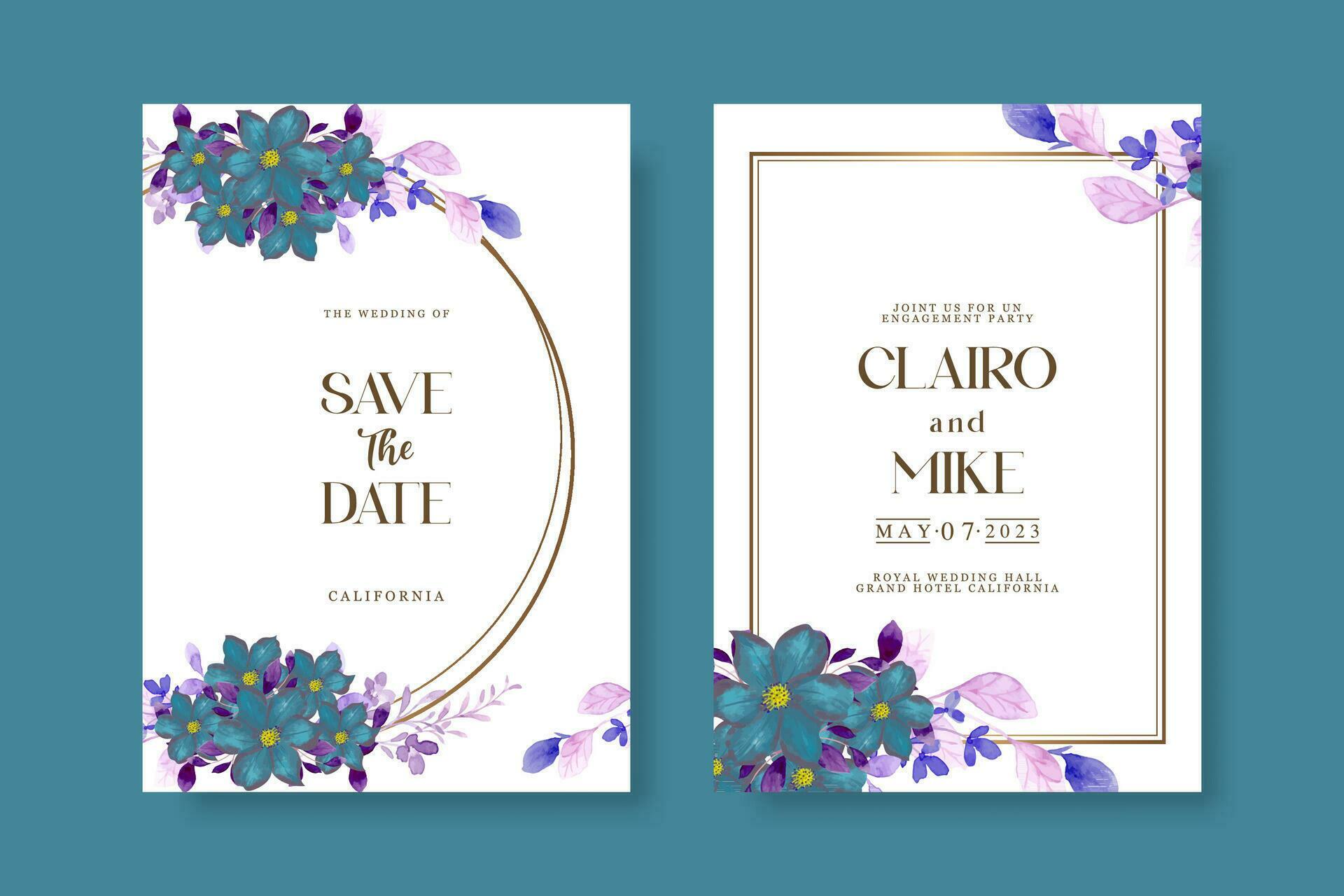 Wedding invitation template with flower Stock Free