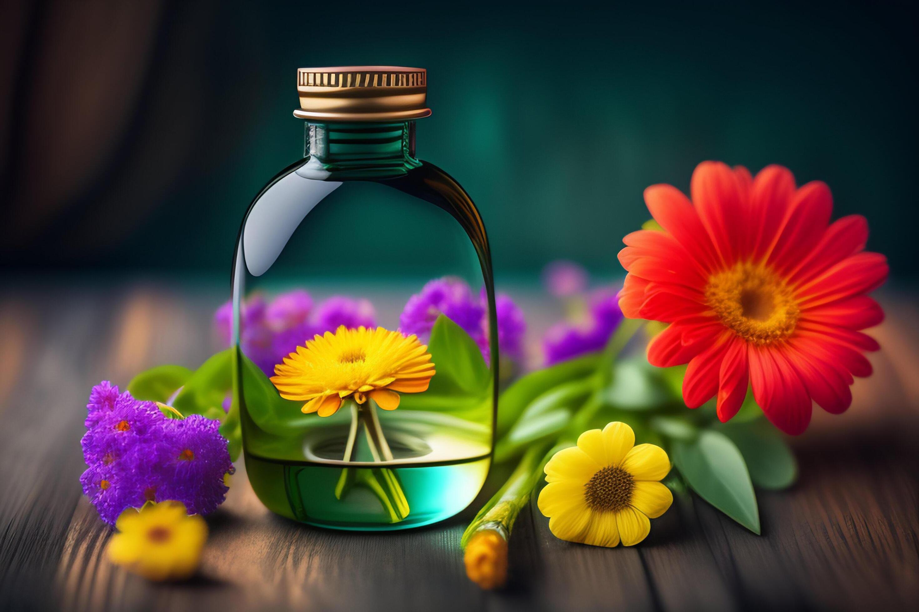 Gerbera flowers in vase adorned in beautiful colors vintage used as background Stock Free
