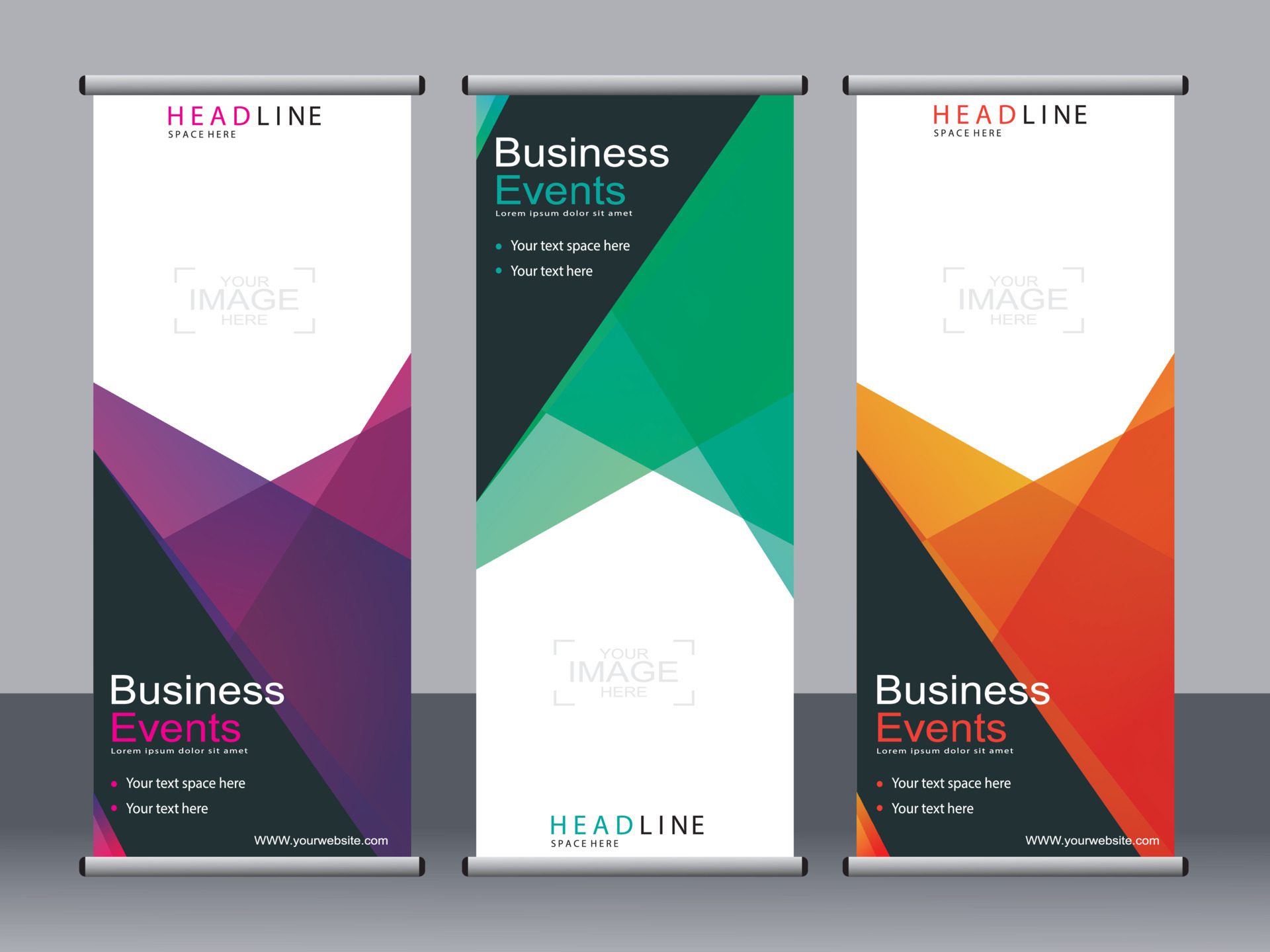 Business banner roll up set standee banner template. Free Vector