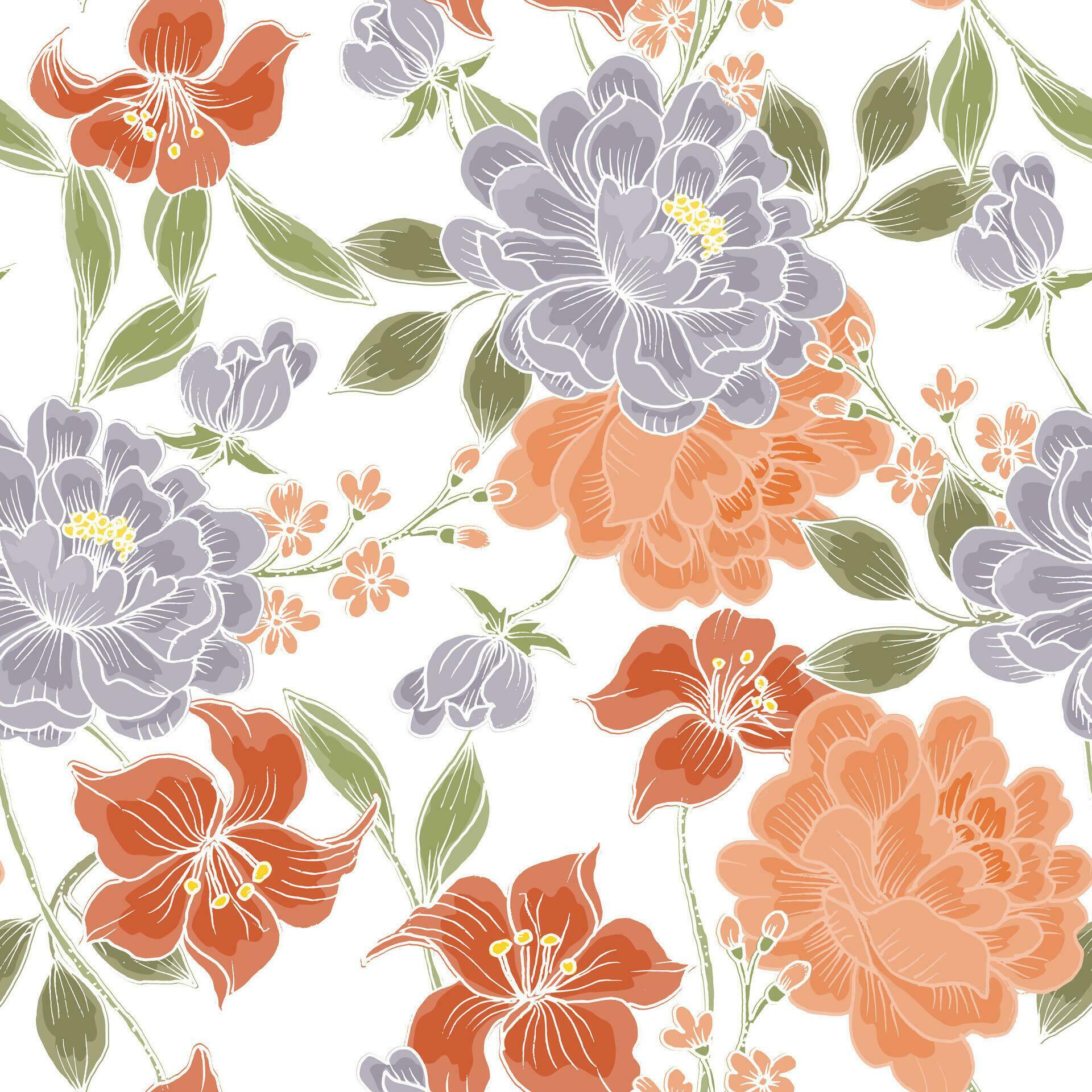 Vintage Hand Drawn Rose and Lily Flower Seamless Pattern Stock Free and Free SVG