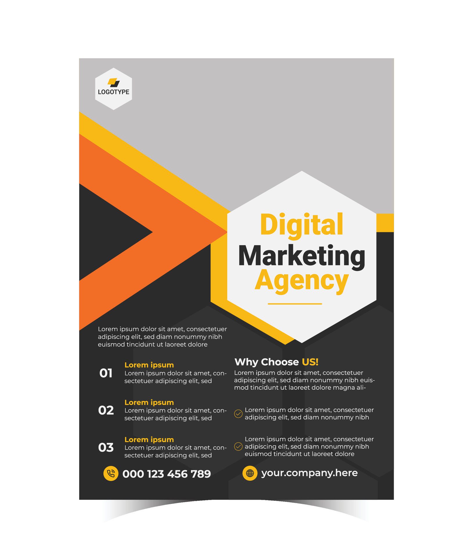 Business digital marketing Flyer design template in a4 size. layout design Template. Business Presentation, Banner, Annual Report, Portfolio, vector template. Free Vector