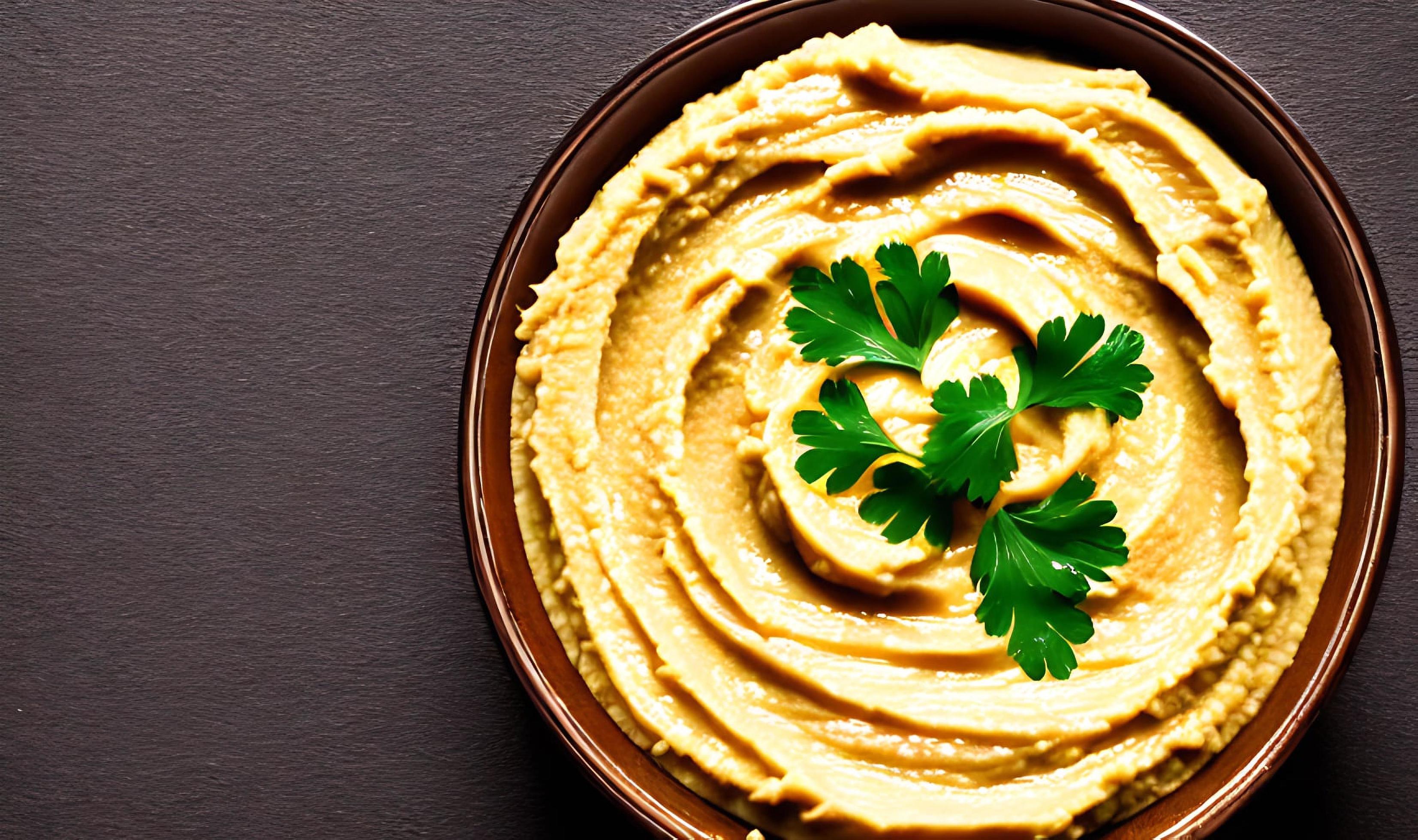 Healthy food. Traditional freshly made organic hummus. Stock Free