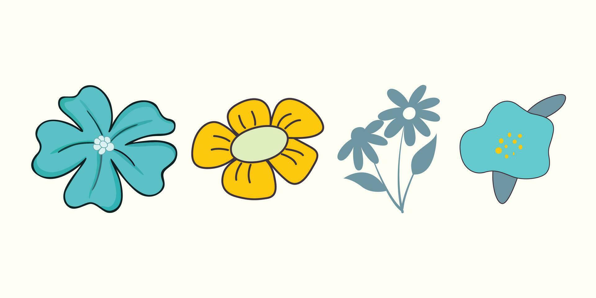 flower icon set in a vector format Stock Free