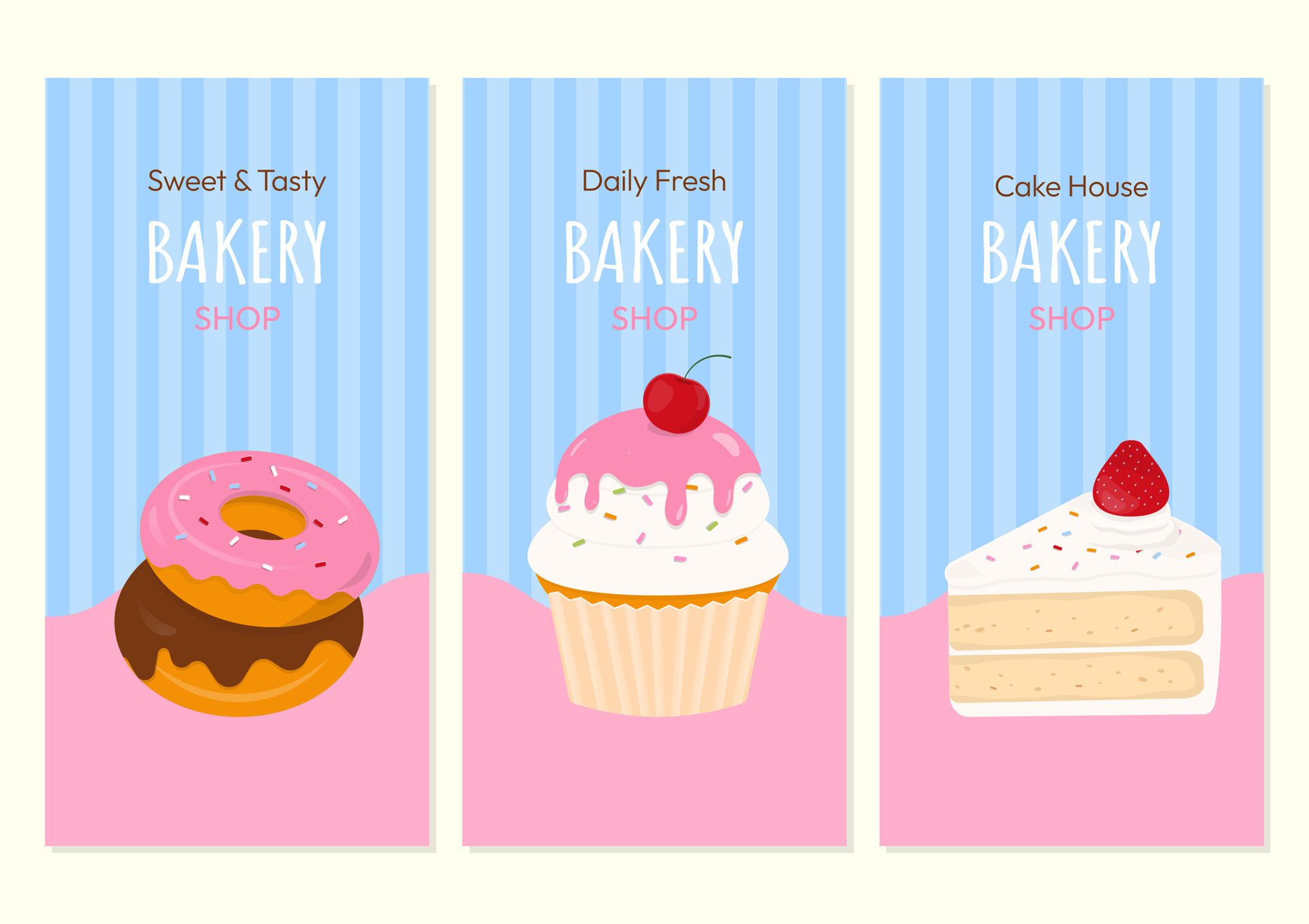 Bakery banner with cake and donut Free Vector