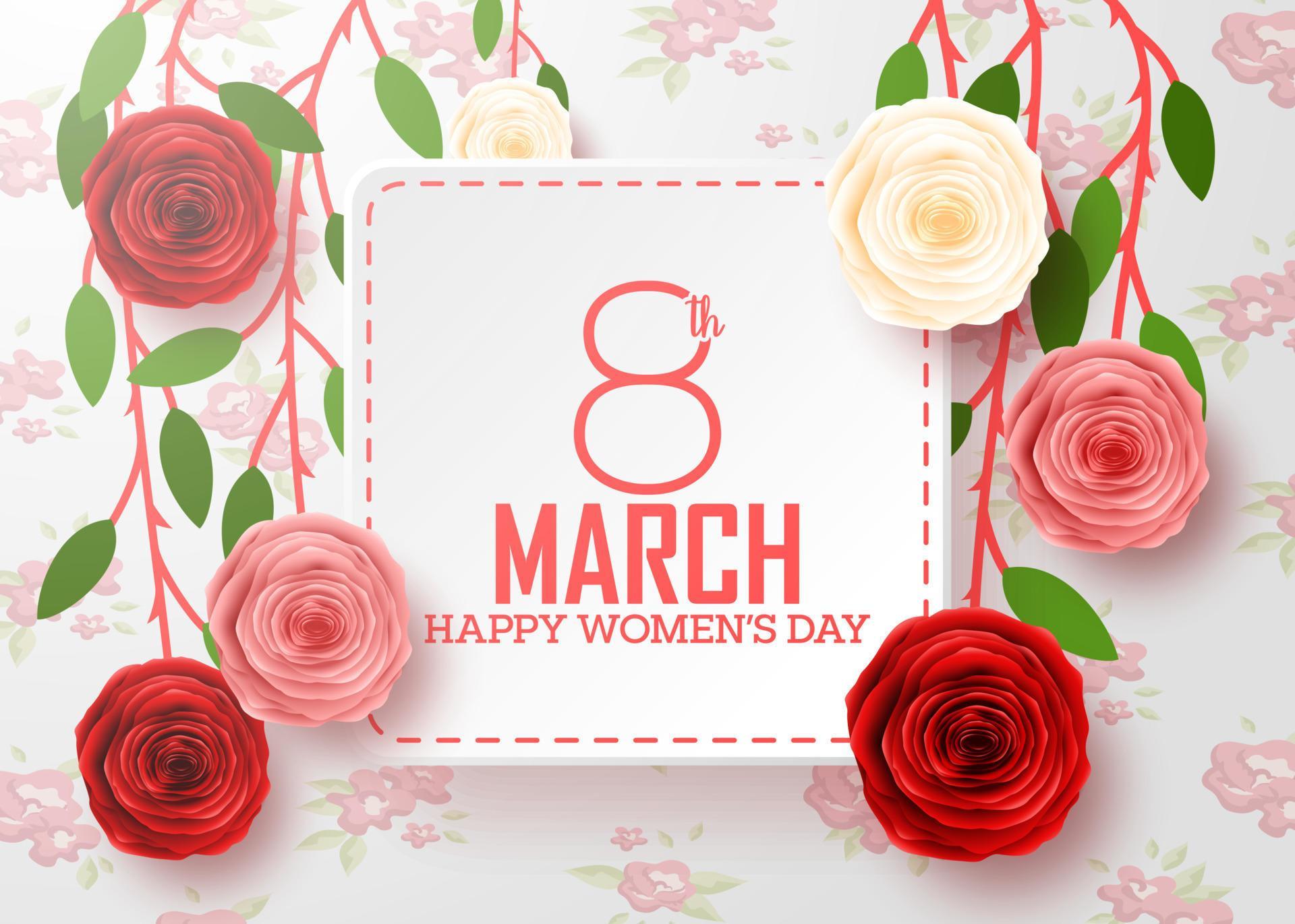 Happy International Women’s Day with flower background Stock Free