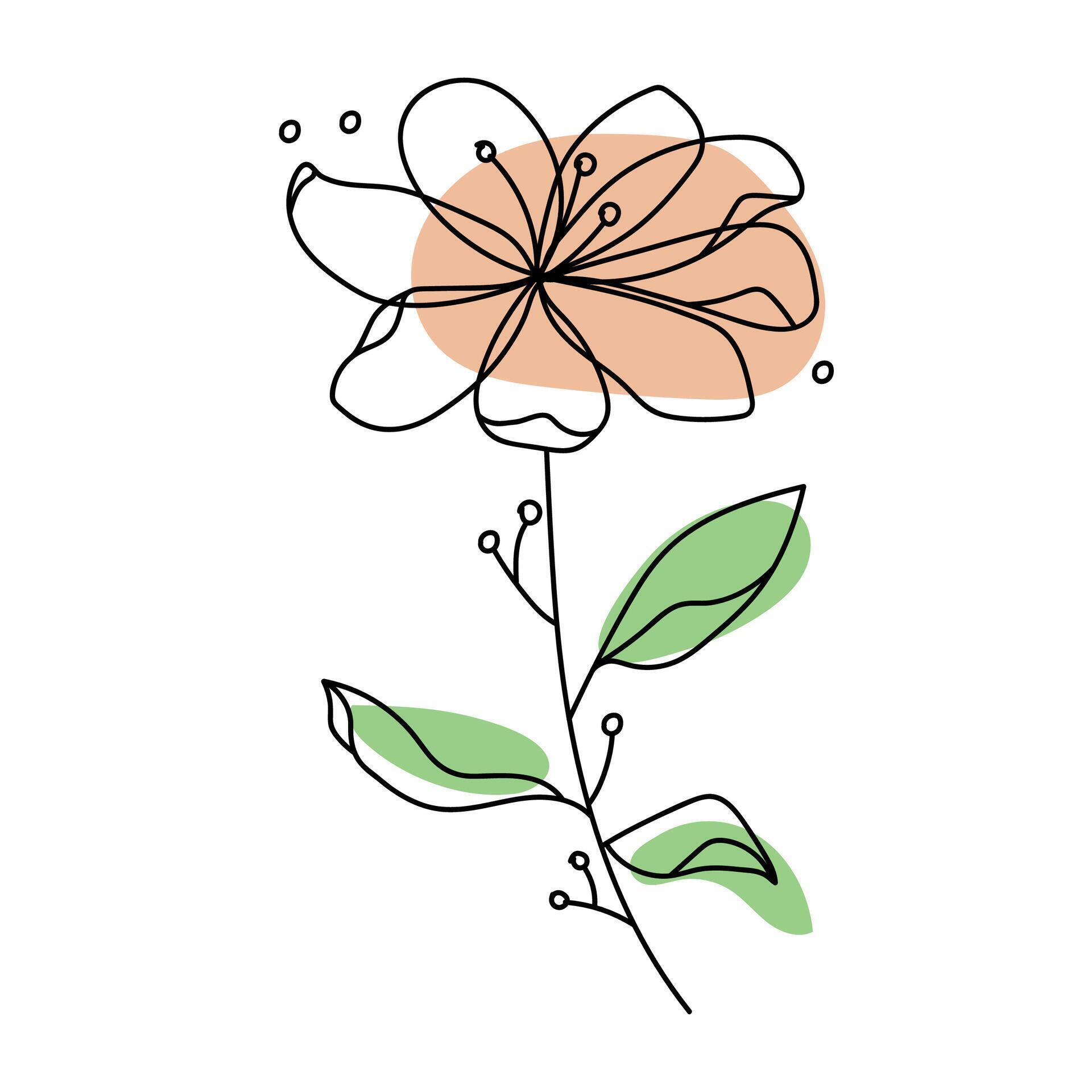 Hand drawn flat design simple flower outline Stock Free