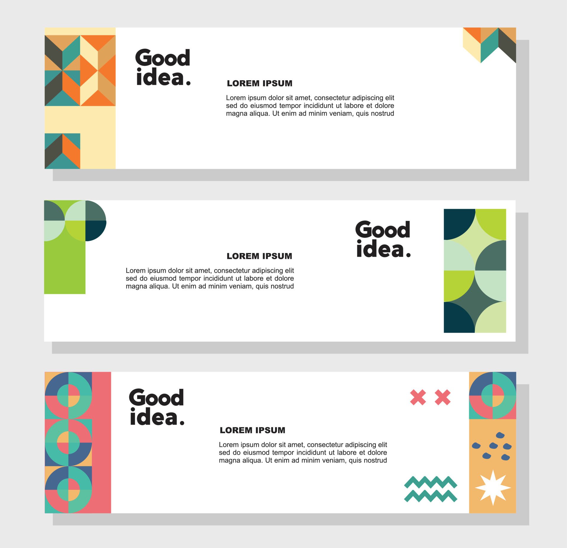 Modern geometric website banner template bundle set Free Vector