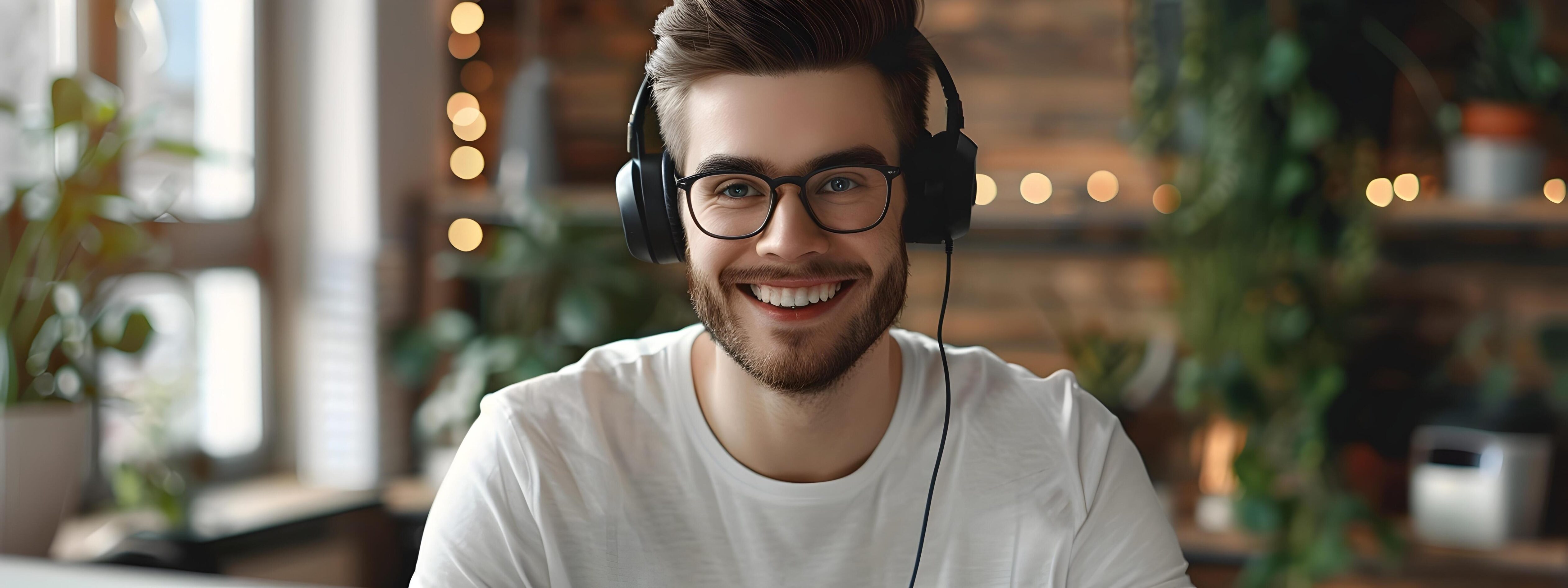 Happy Young Client Service Employee Assisting Customers with Friendly Smile at Modern Office Desk Stock Free