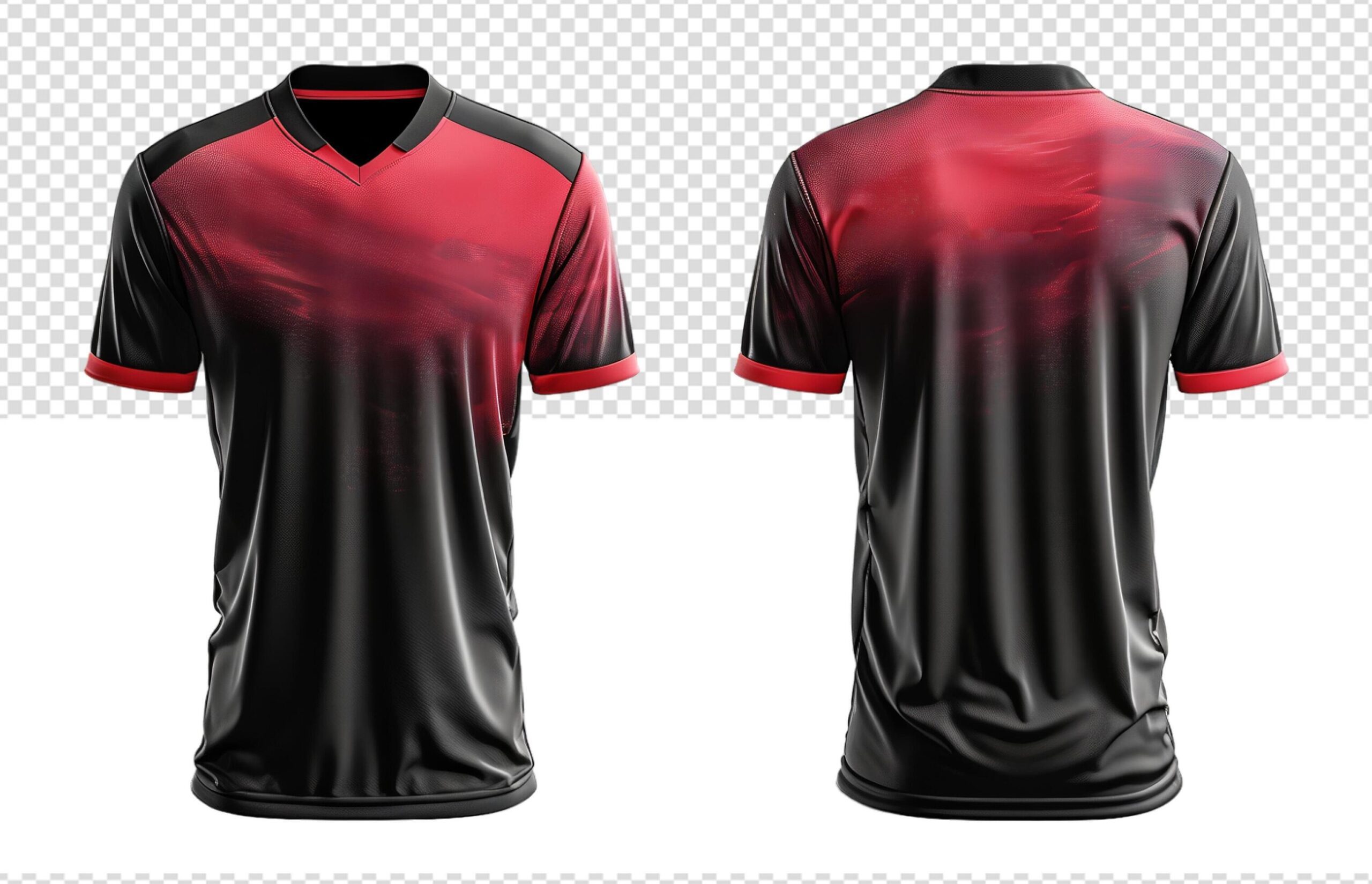 sports jersey uniform template with red and black pattern, generated ai Free Photo