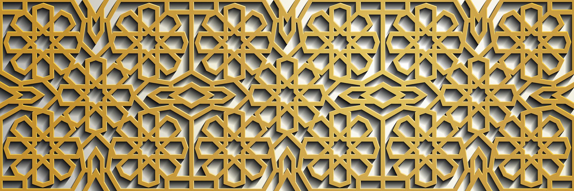 Geometric 3d arabic islamic gold pattern, Pattern Asia . Free Vector