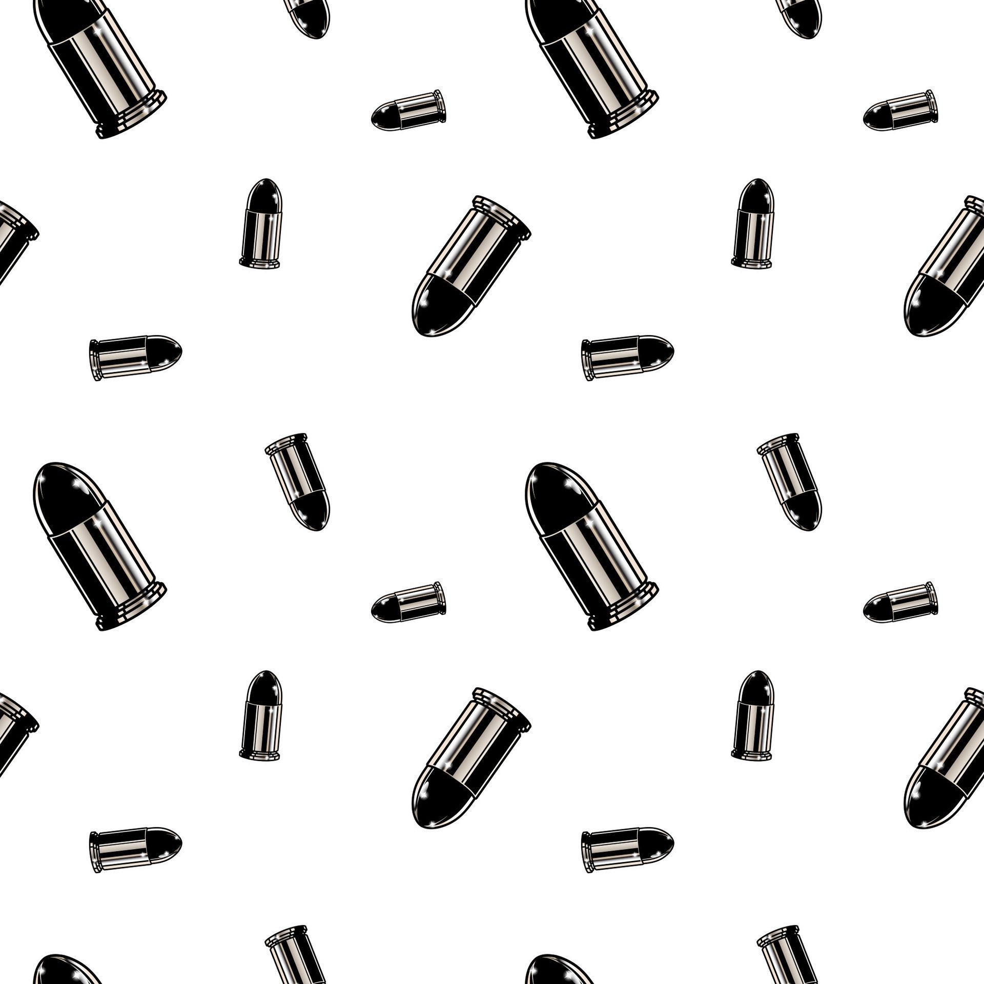 Metallic chrome bullets pattern. Repeated seamless background texture. Free Vector