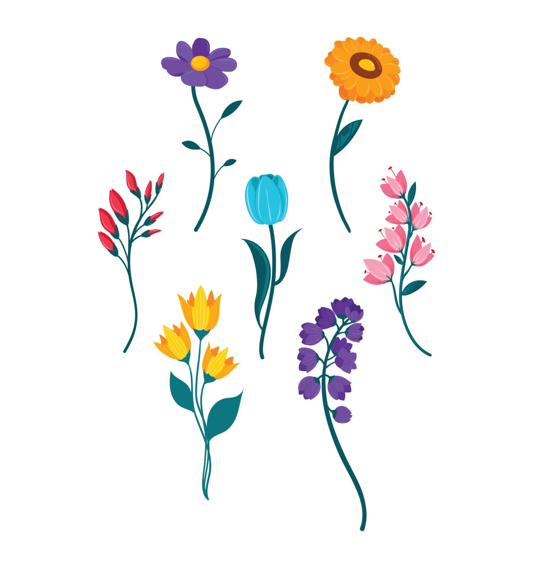 flat vector spring flowers Stock Free