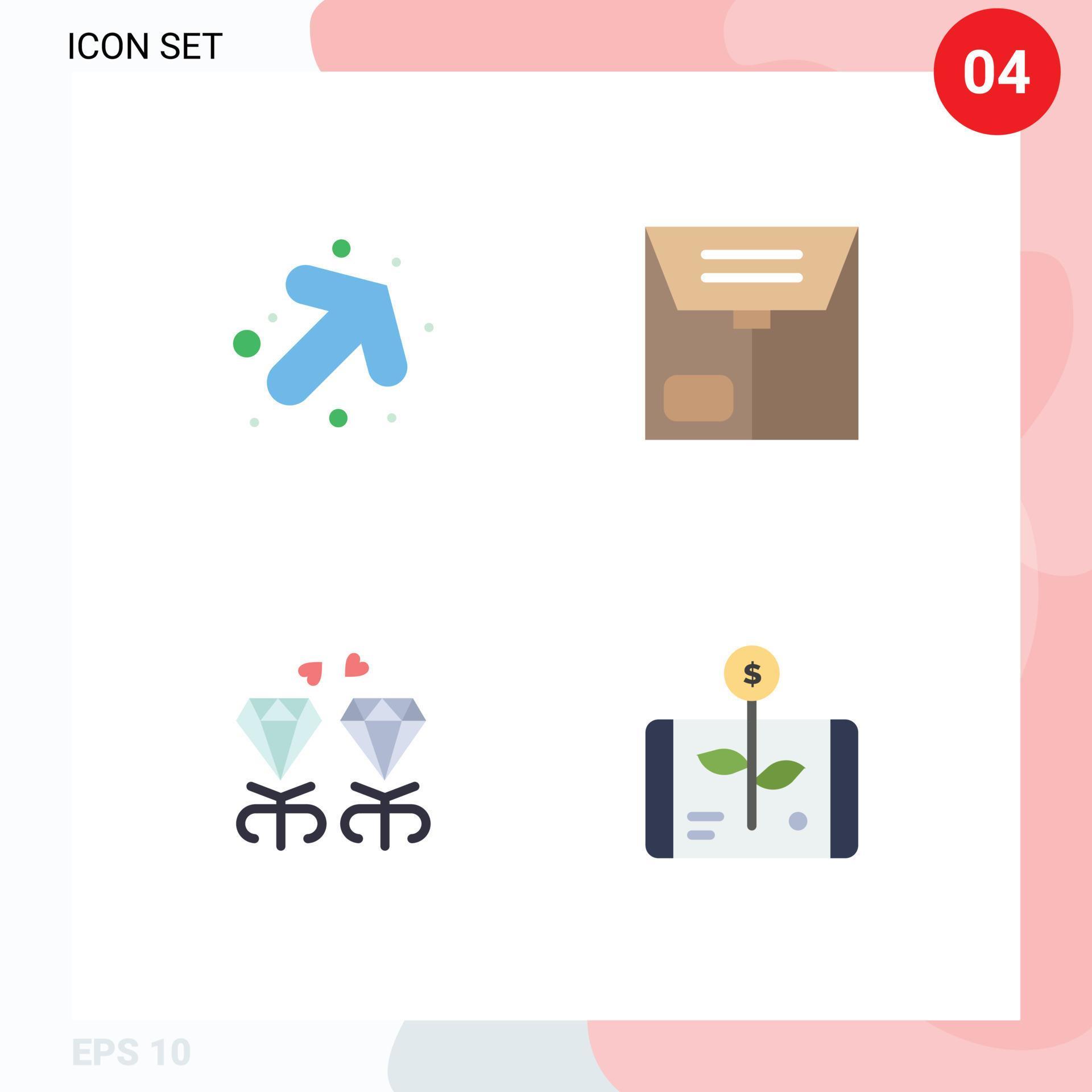 4 Flat Icon concept for Websites Mobile and Apps arrow mom commerce diamond economy Editable Vector Design Elements Stock Free