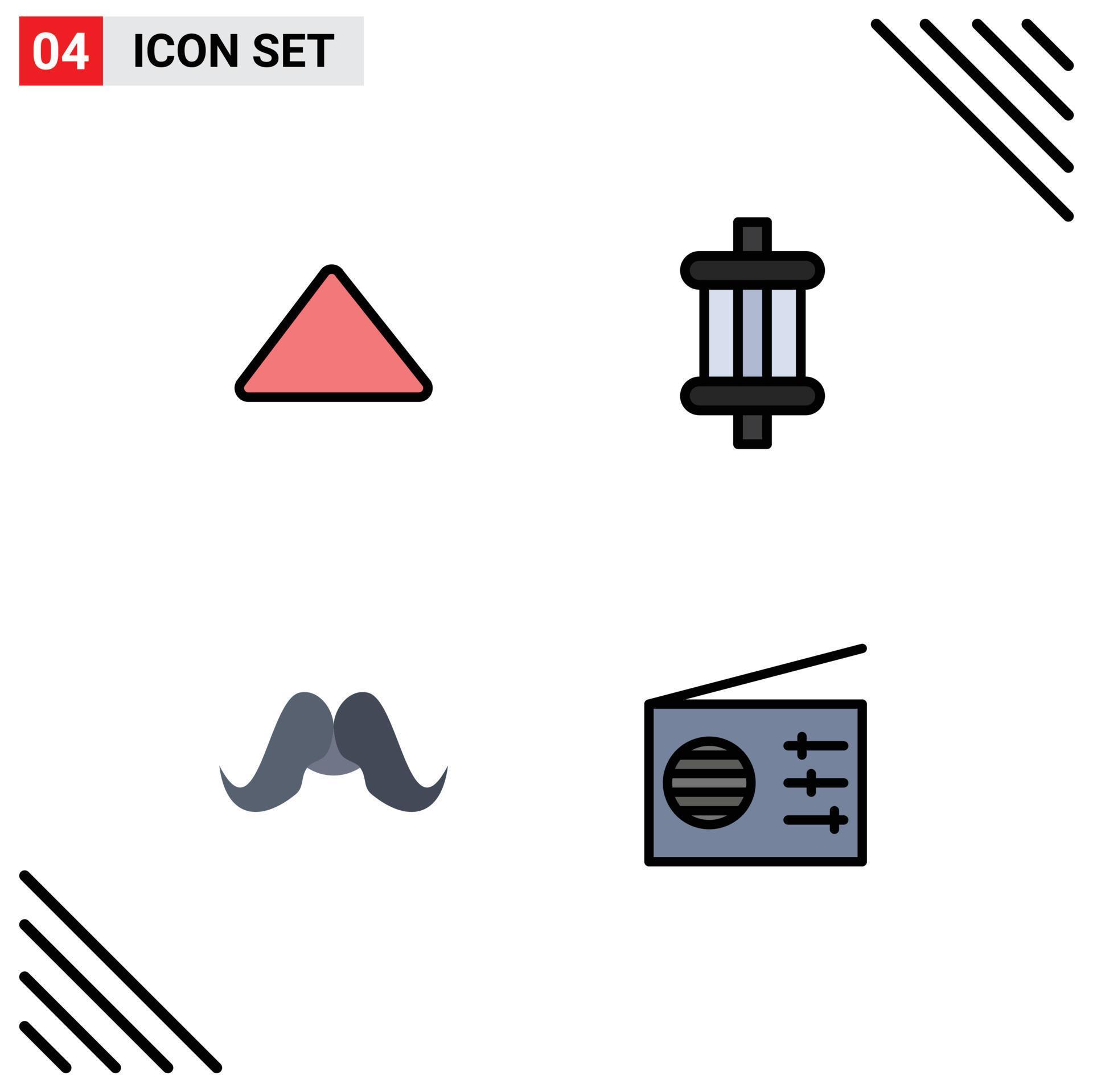 Group of 4 Modern Filledline Flat Colors Set for arrow hipster video components male Editable Vector Design Elements Stock Free