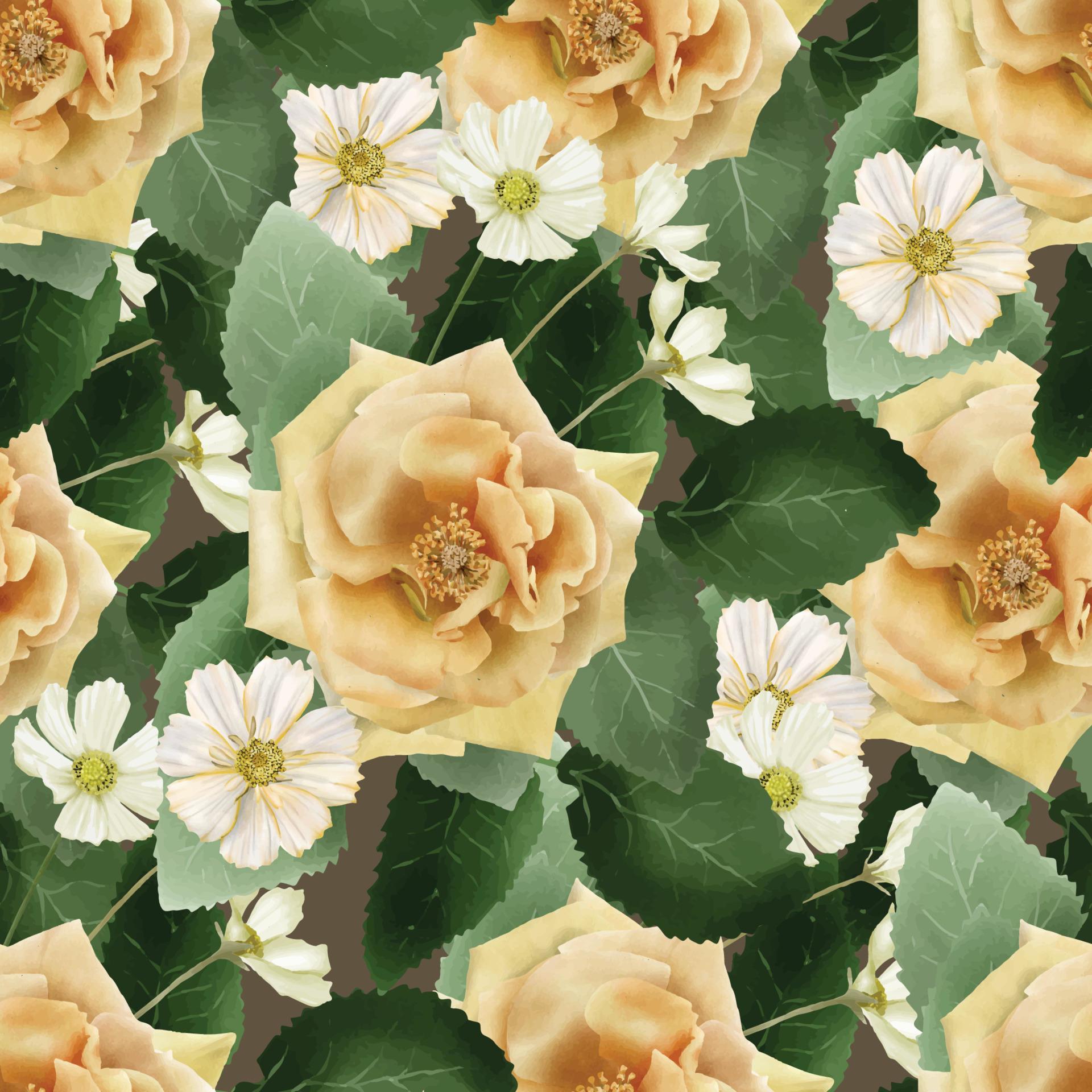 seamless pattern with yellow flowers illustration Stock Free