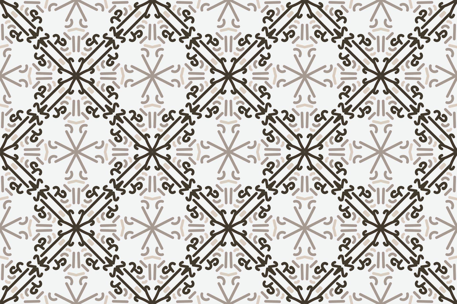 a seamless pattern with a decorative ornament in brown and beige. Free Vector