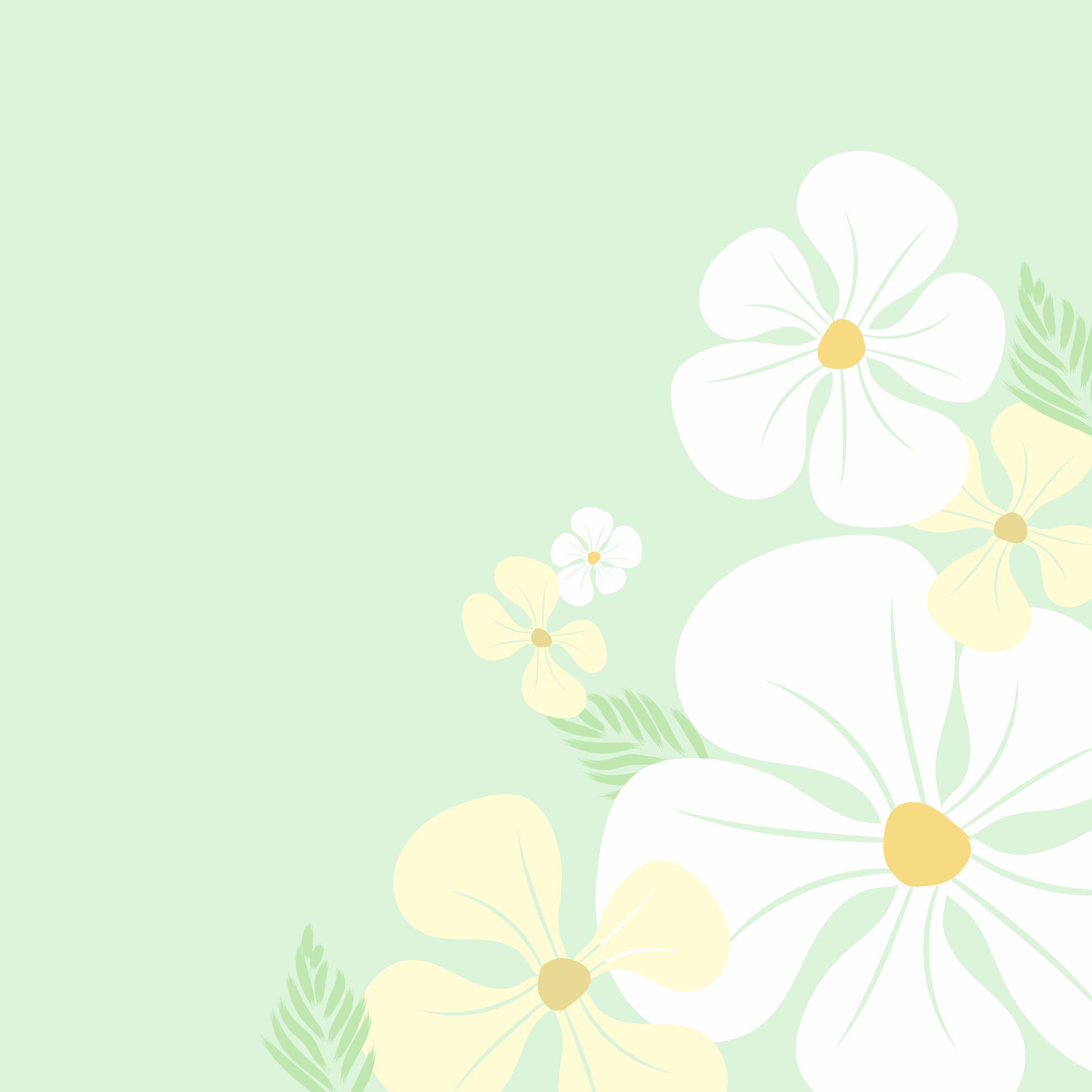 Abstractive background with flowers in soft green color design. Light green and yellow nature flowers wallpaper, pattern art design Free Vector