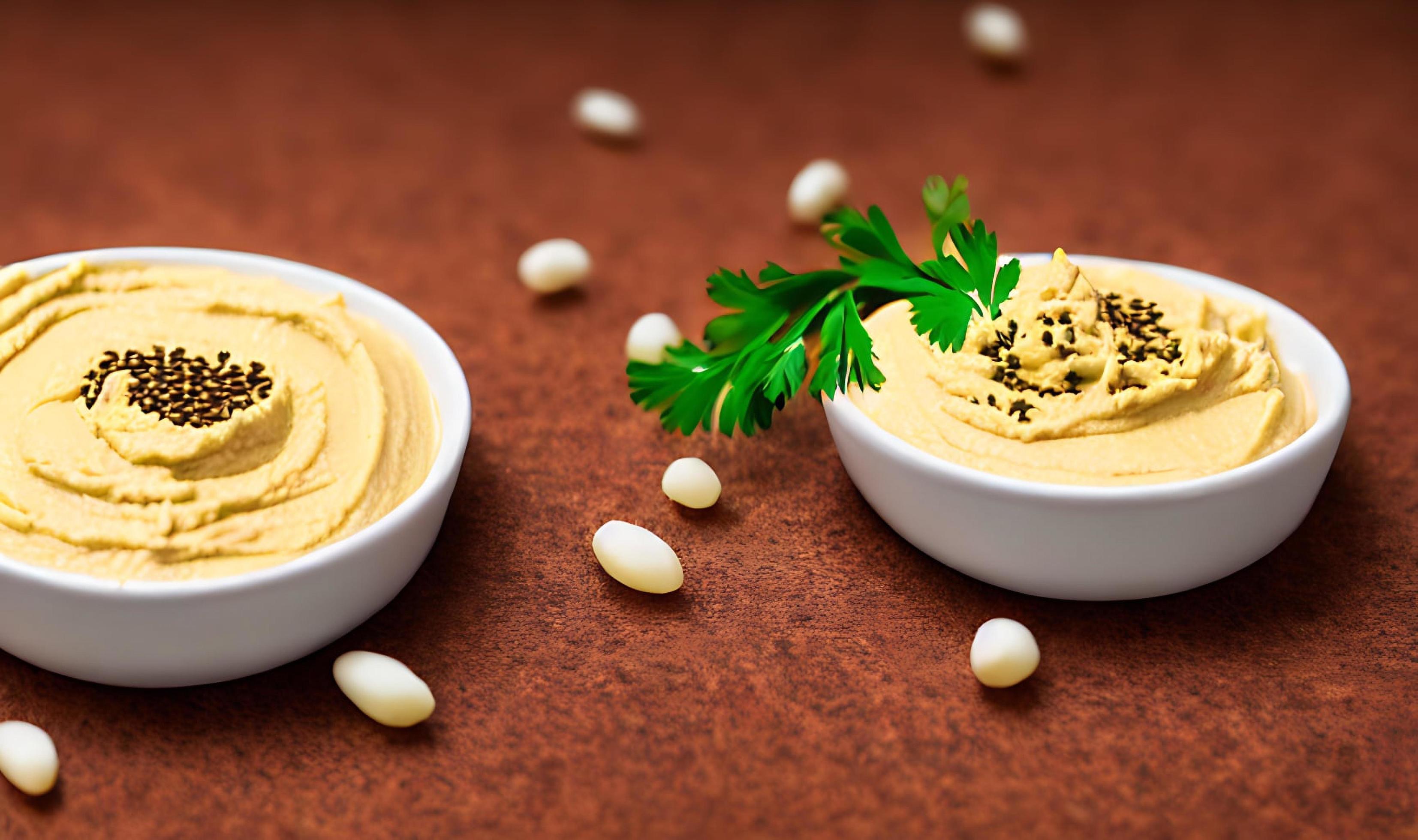 Healthy food. Traditional freshly made organic hummus. Stock Free