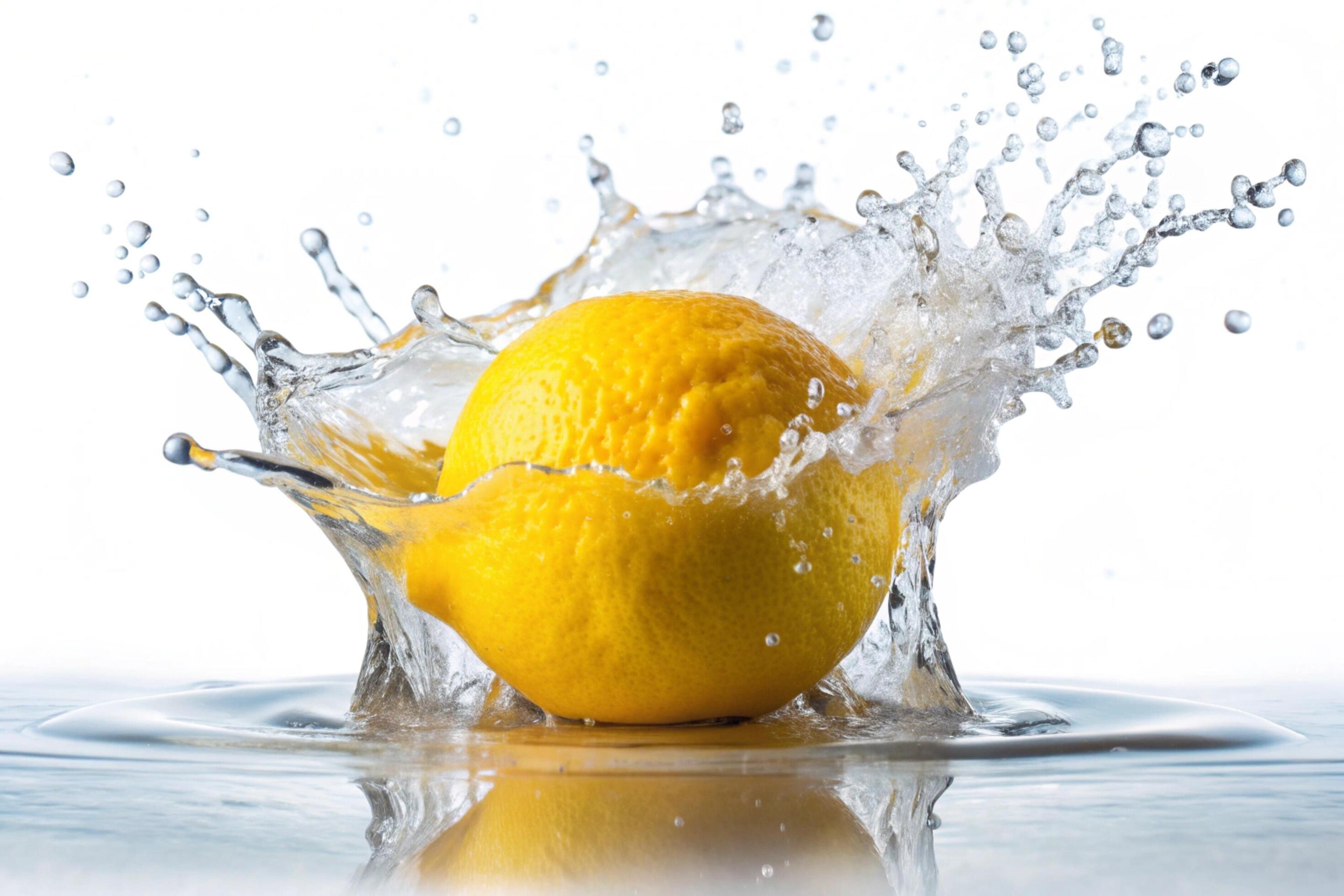 Lemon splashes on white background Stock Free