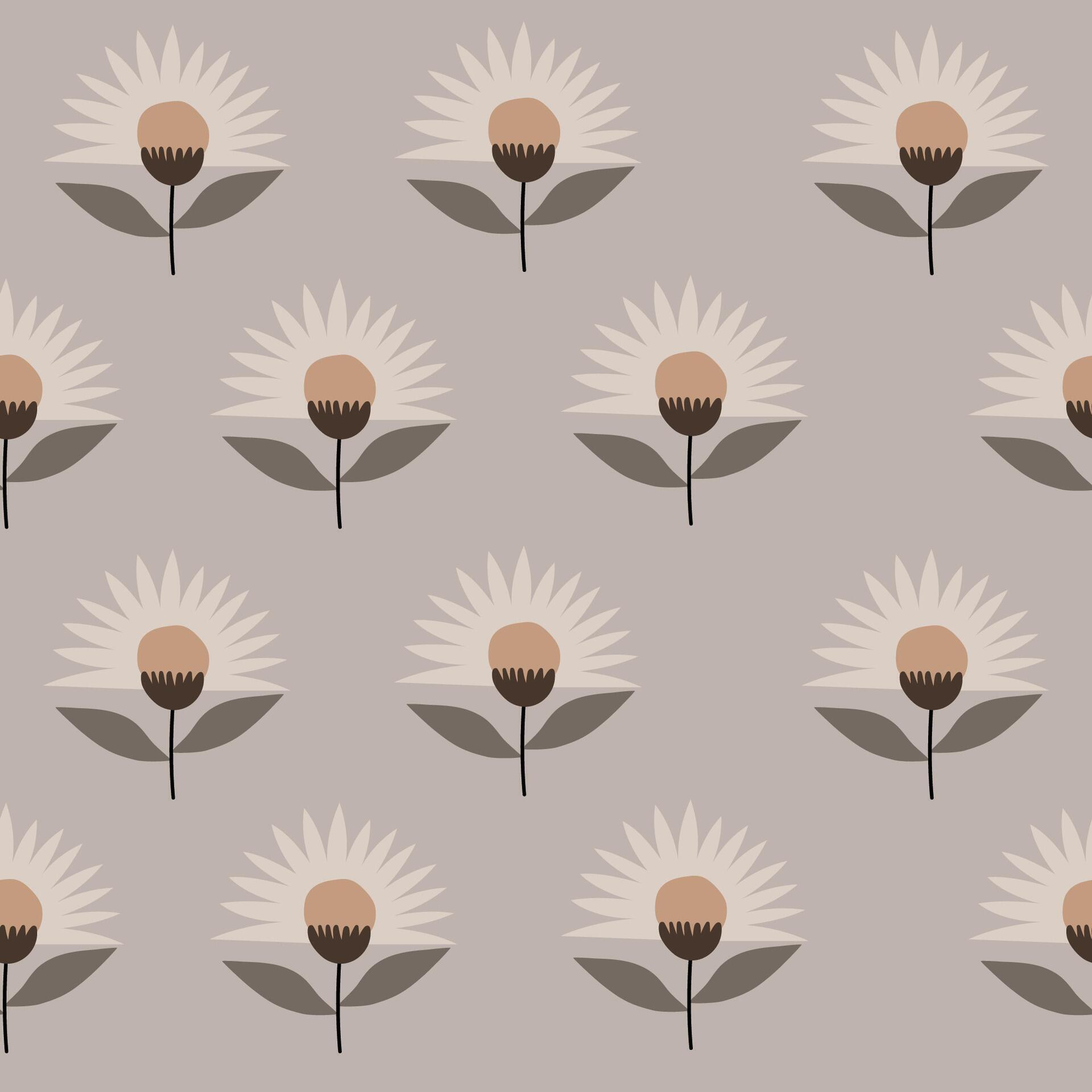 Boho pattern with neutral color. Nature motives, flowers, nursery pattern suitable for kids fabric pattern Stock Free