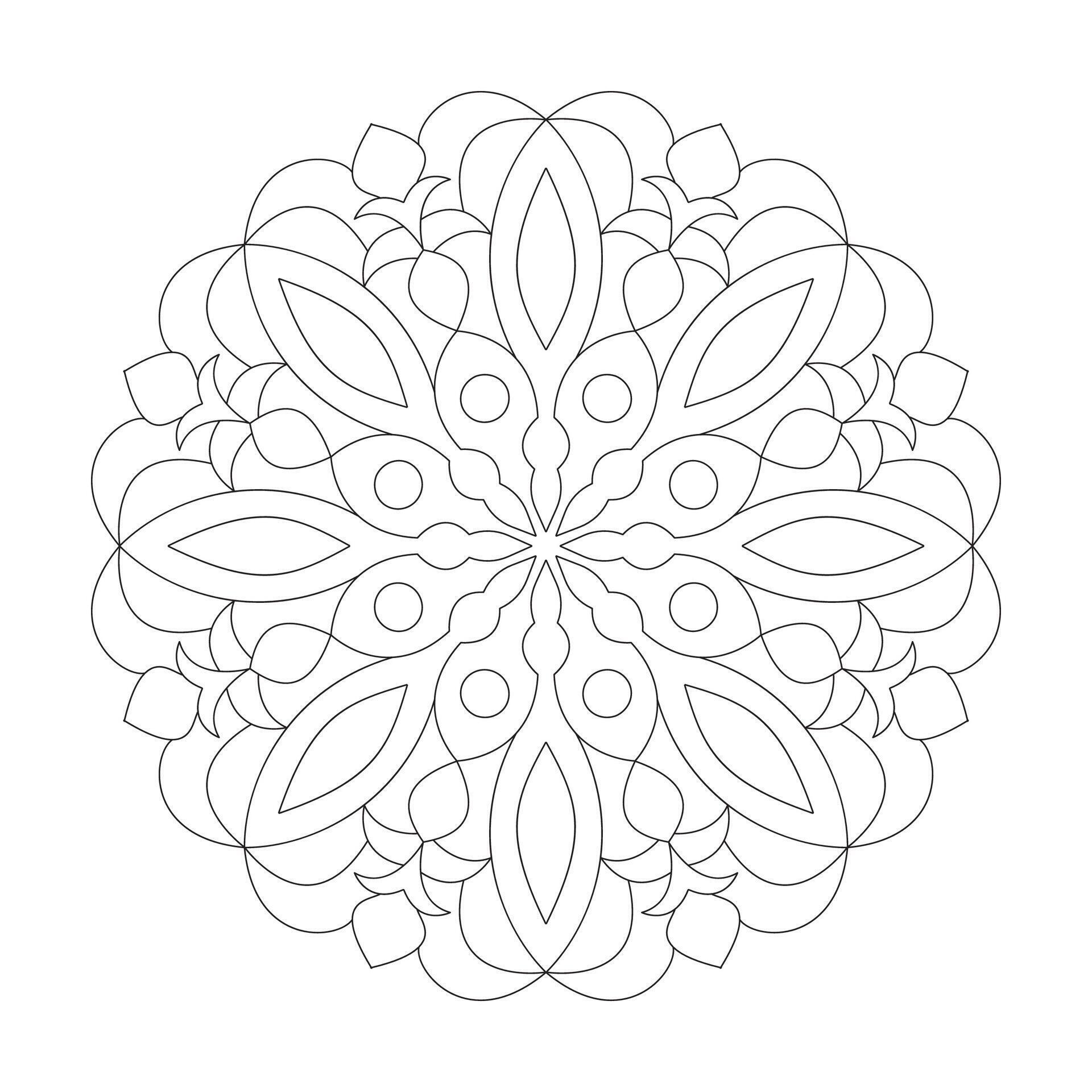 Simple flower design Mandala Coloring book page vector file Stock Free