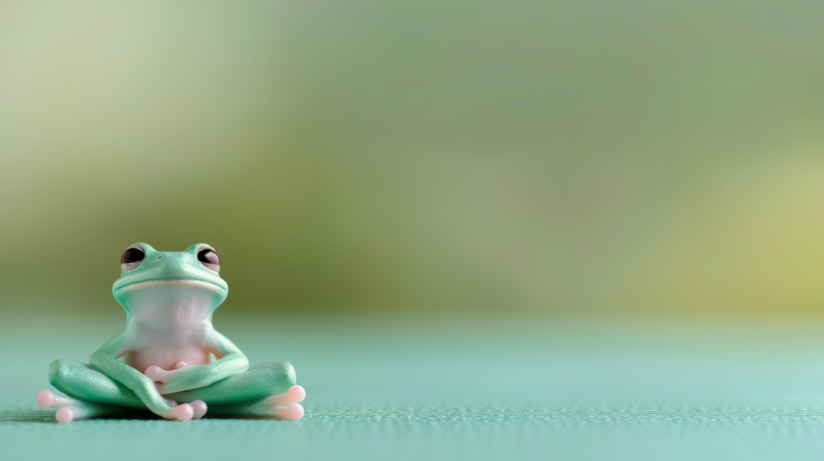 Green Frog Sitting Calmly on a Bright Surface With Soft Background Light Stock Free