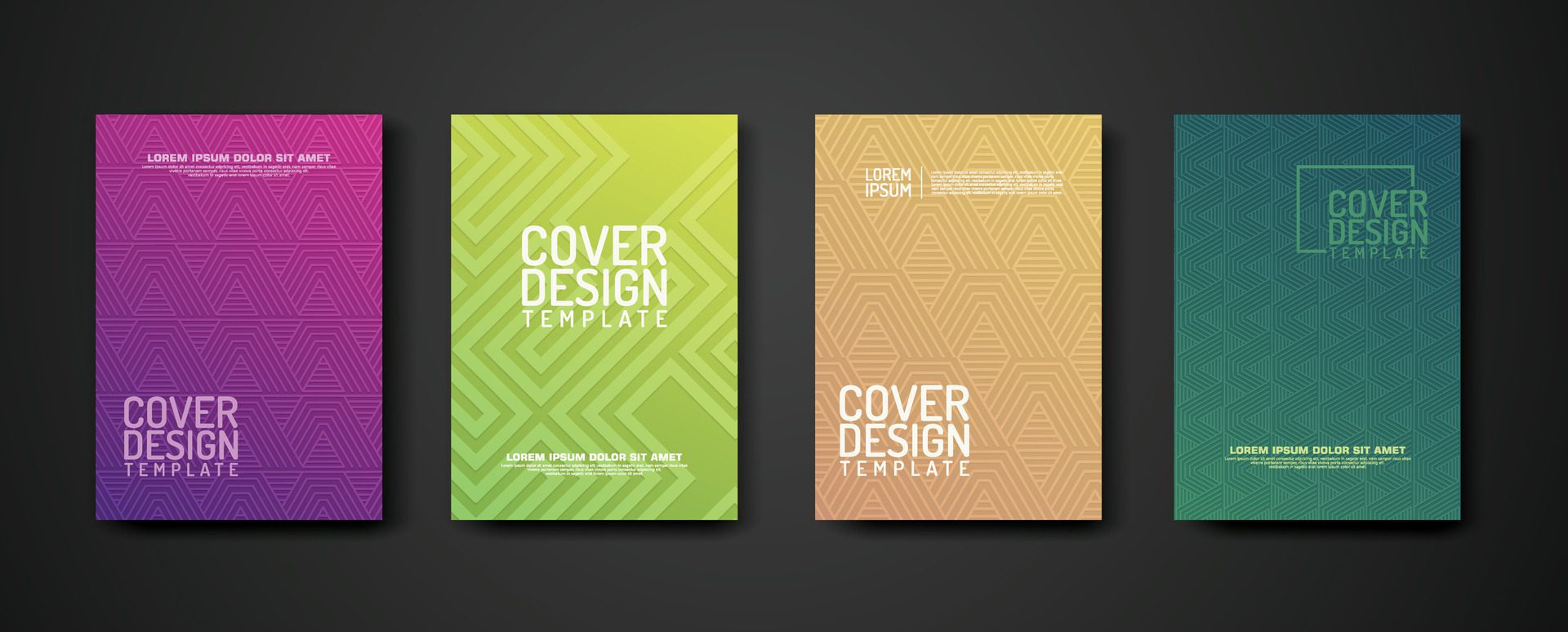 set cover Design template with geometric lines textured pattern background and dynamic gradation color Free Vector