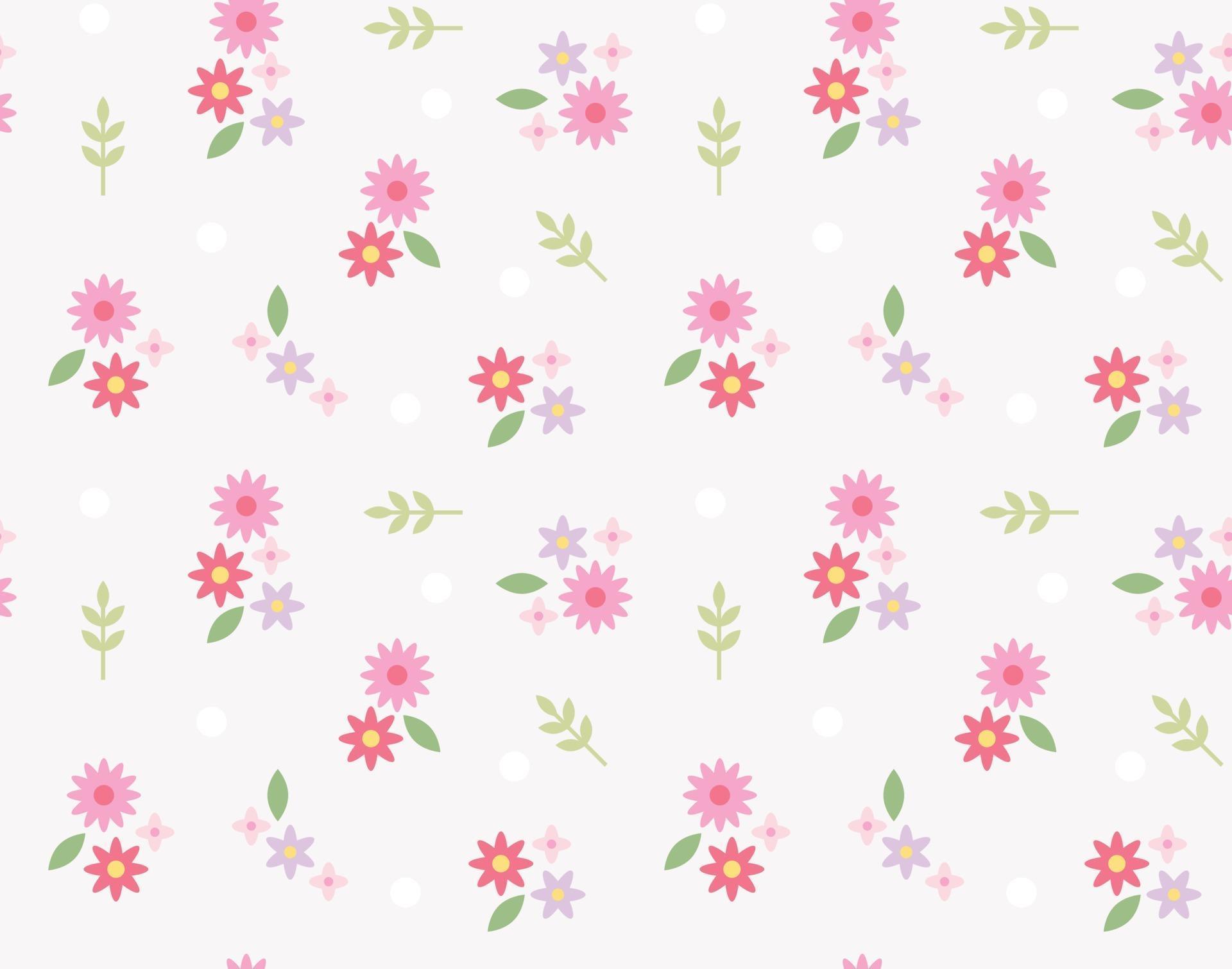 Cute flowers are creating a retro pattern. Simple pattern design template. Stock Free