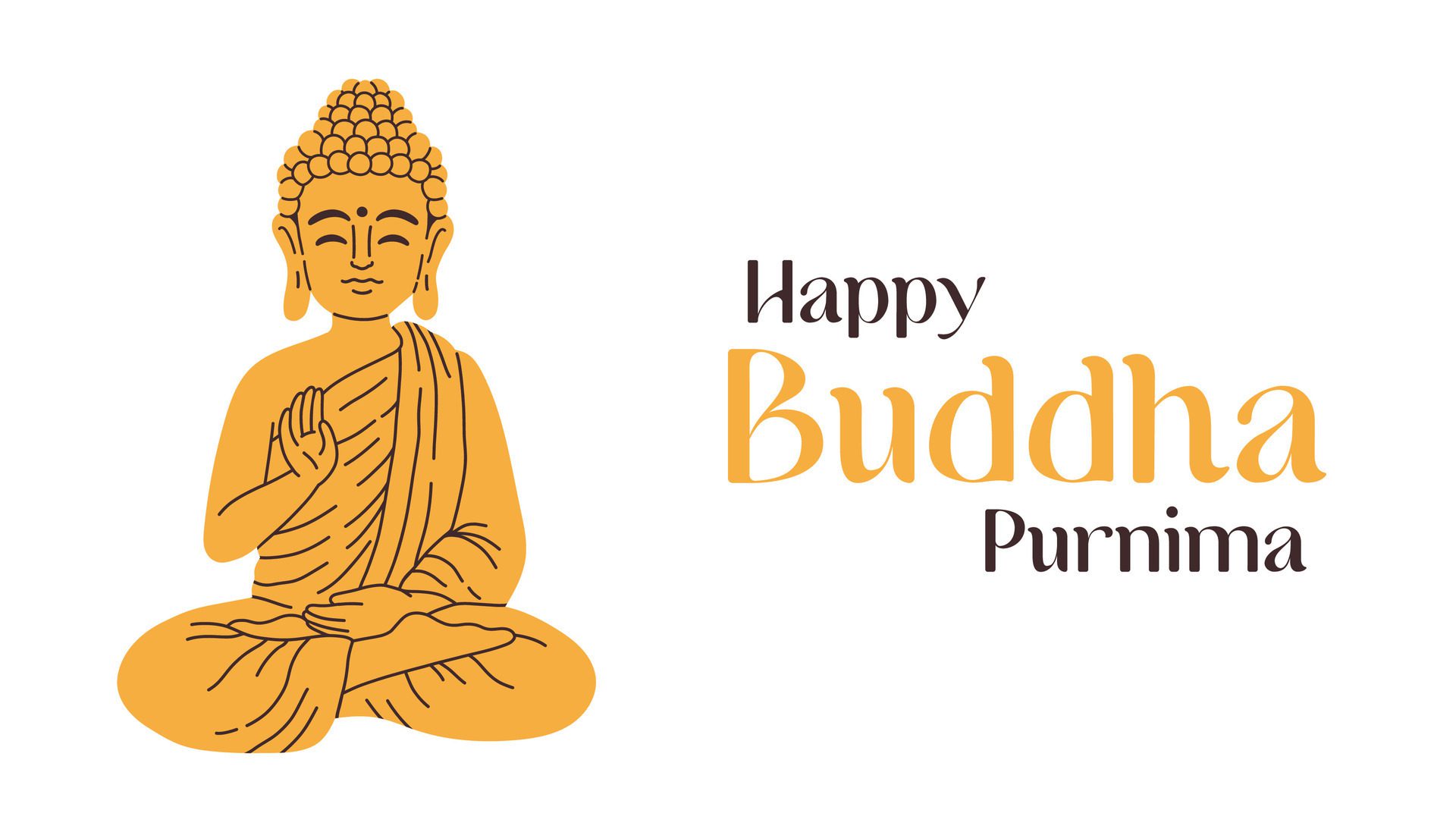 Happy Vesak Day, Buddha Purnima wishes greetings illustration. Can be used for posters, banners, greetings, and print design. Free Vector