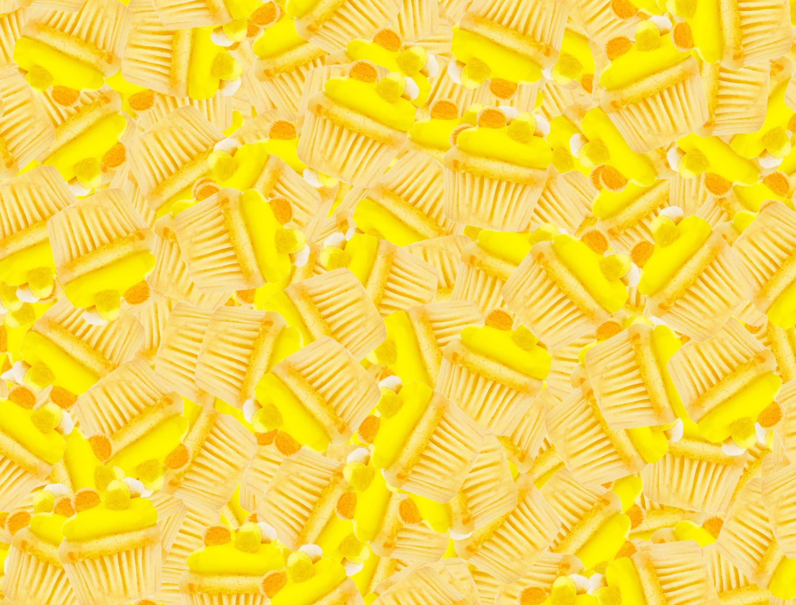 Yellow or pineapple cupcakes pattern background. Sweet food wallpaper and Abstract of dessert with funny concept. Stock Free