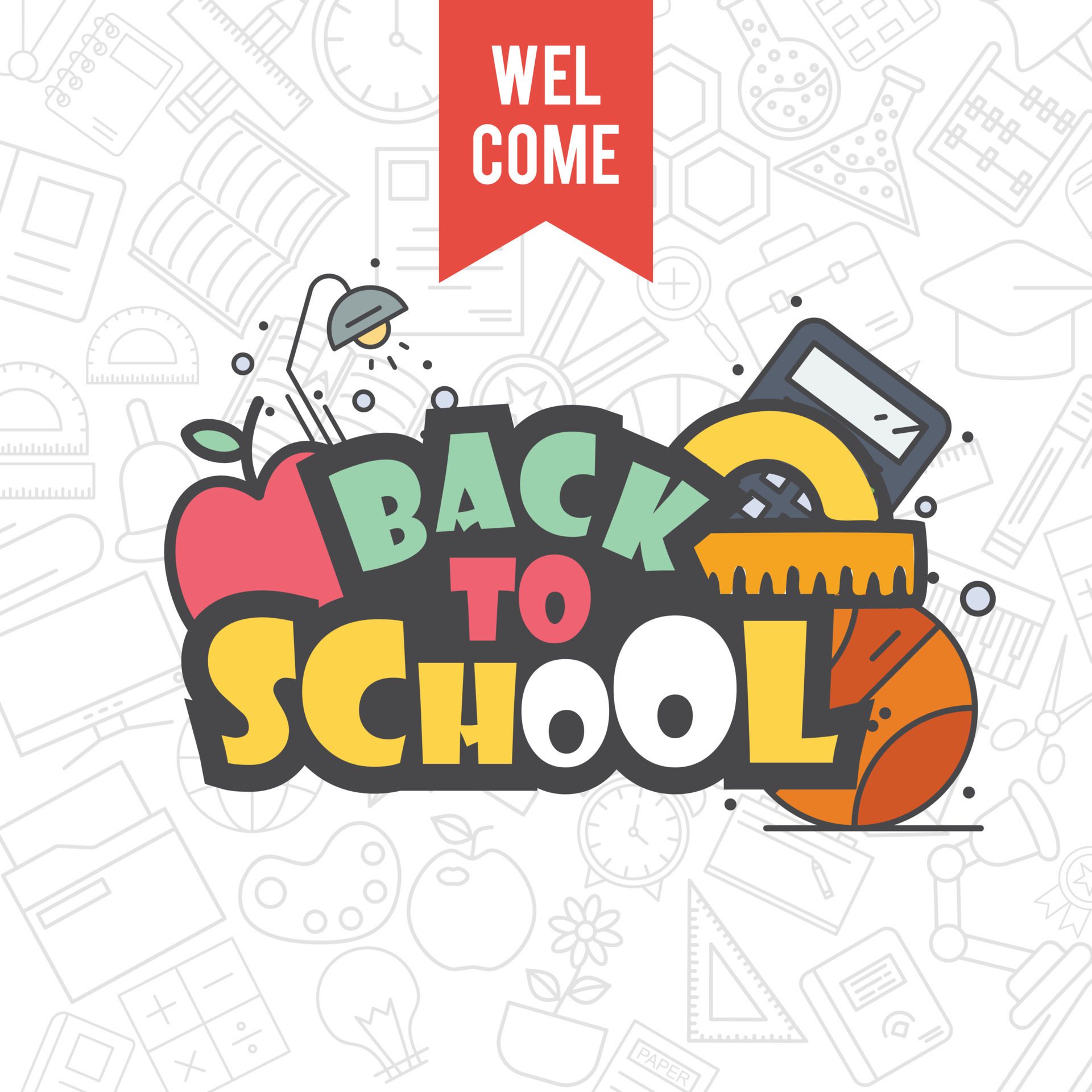 Back to School, template for Back to school , Back to school banner and card design Free Vector