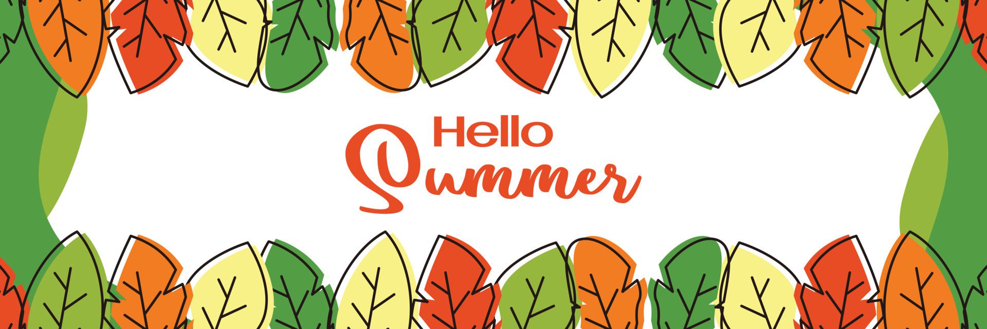 summer background, trendy design with leaf ornament. Template for banner, web, greeting card, presentation. Free Vector