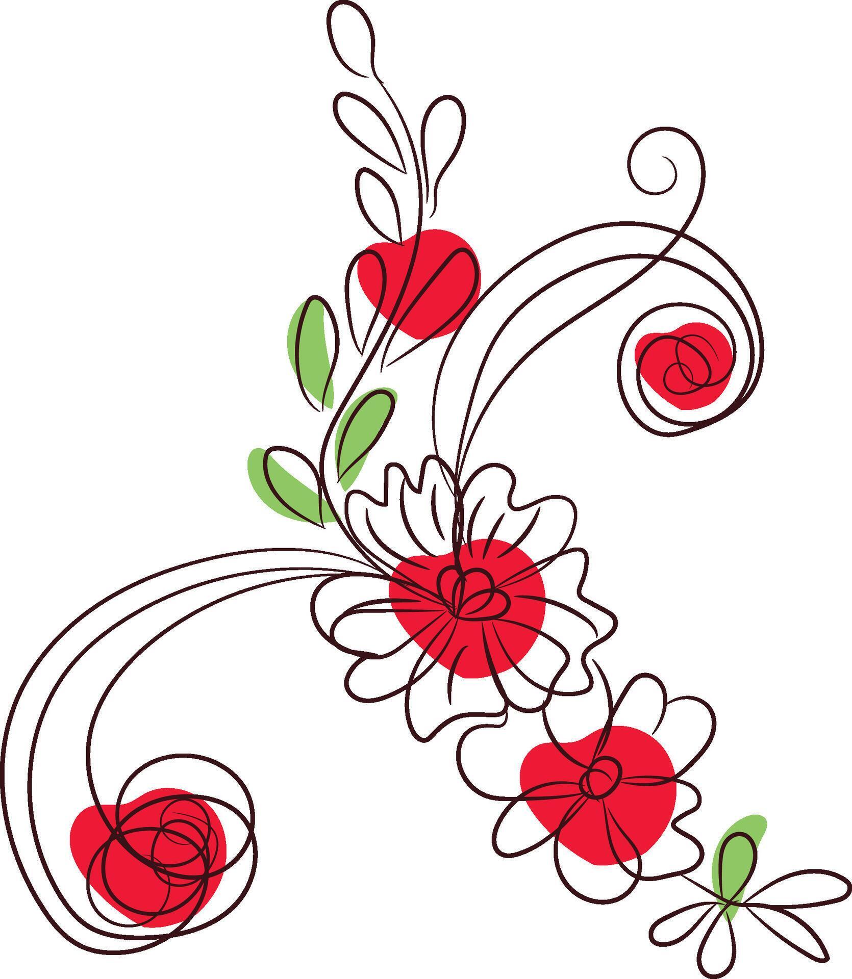 Hand drawn flat design simple flower outline Stock Free