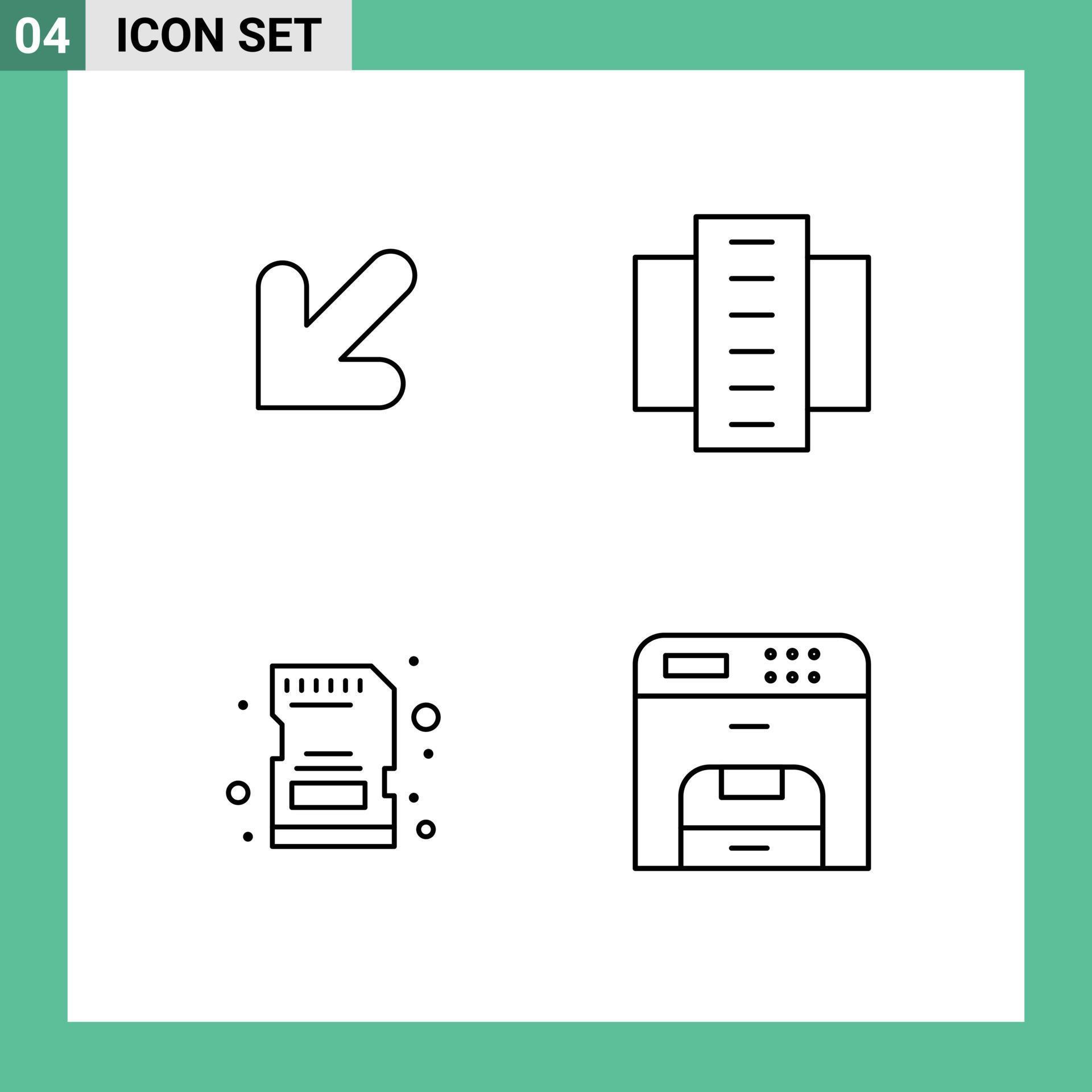 Group of 4 Filledline Flat Colors Signs and Symbols for arrow memory apartments flats card Editable Vector Design Elements Stock Free