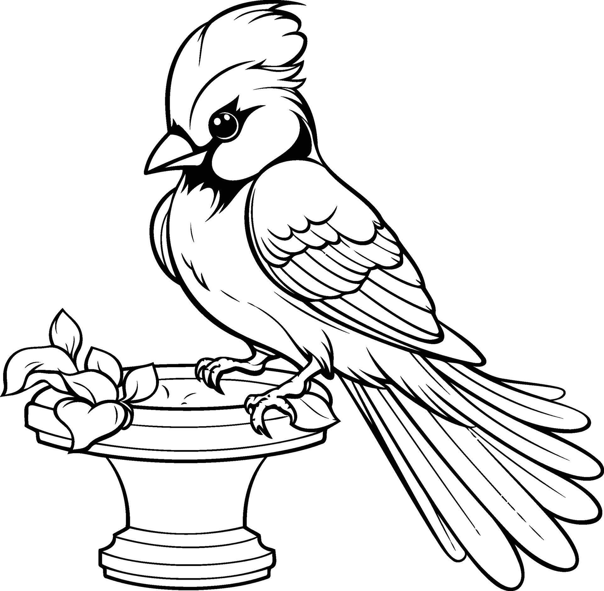 Illustration of a bird with a flower pot on a white background Stock Free