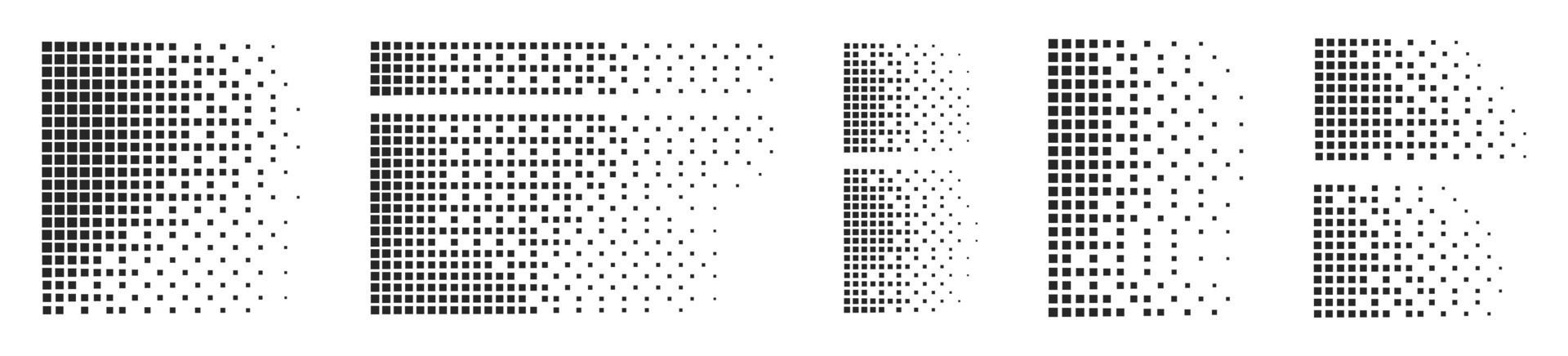 Dotted gradient set. Square tone gradation pattern. Free Vector