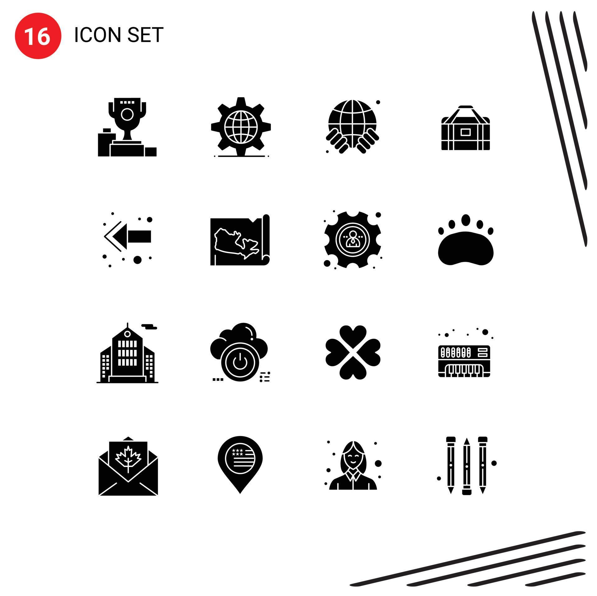 Set of 16 Modern UI Icons Symbols Signs for arrow gym setting equipment safe Editable Vector Design Elements Stock Free