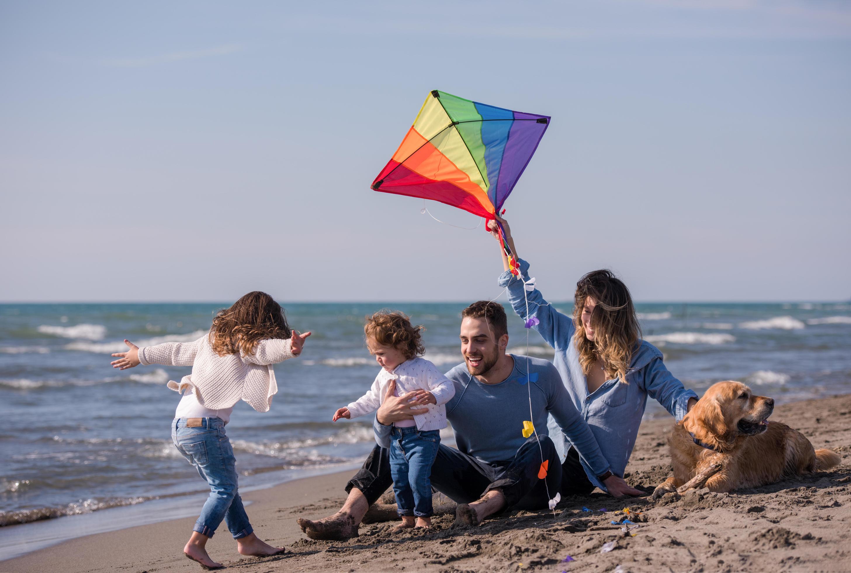 happy young family enjoying vecation during autumn day Stock Free