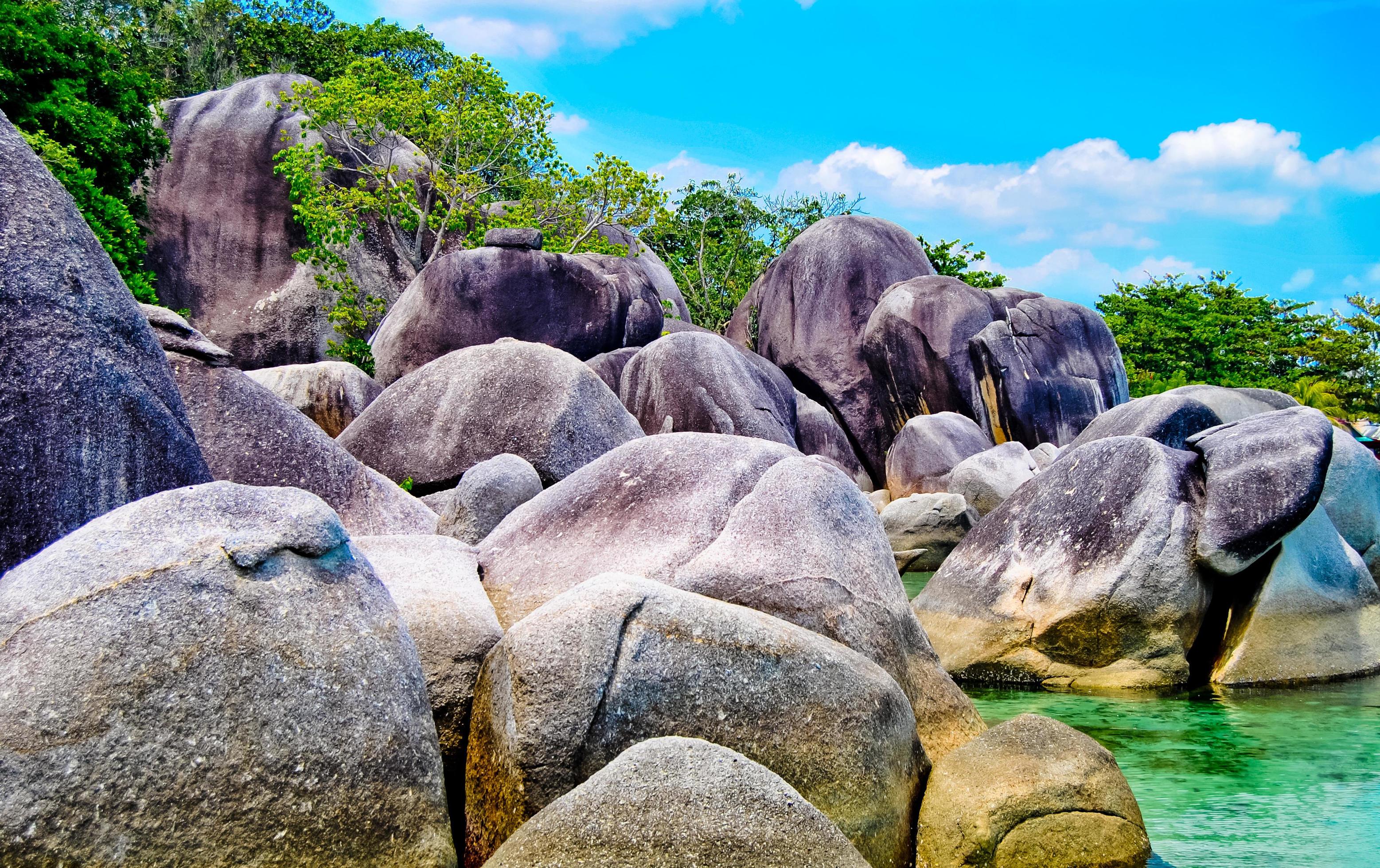 the beauty of Tanjung Tinggi beach, Laskar Pelangi, Belitung, Indonesia Stock Free