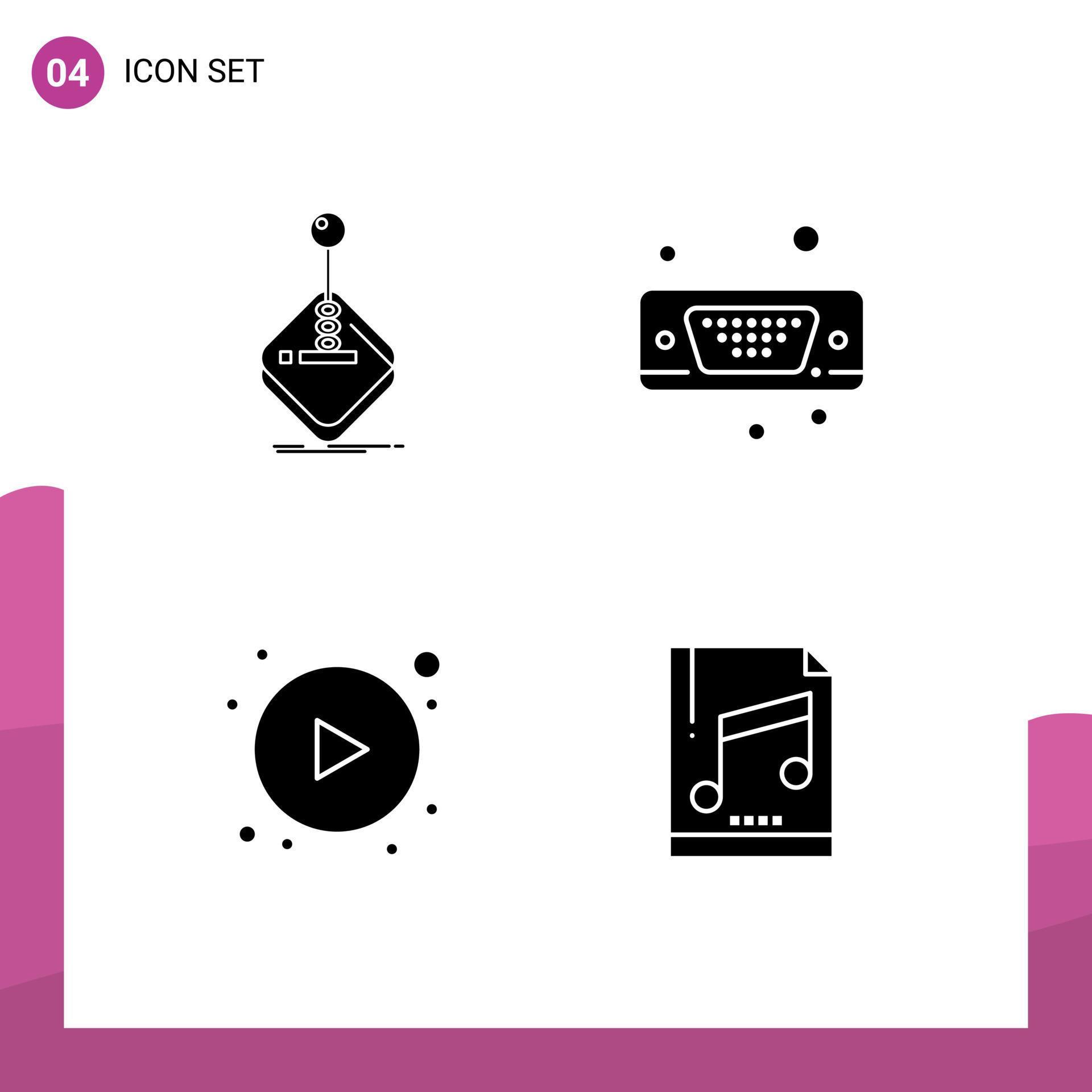 4 Universal Solid Glyphs Set for Web and Mobile Applications arcade arrows joystick input button Editable Vector Design Elements Stock Free