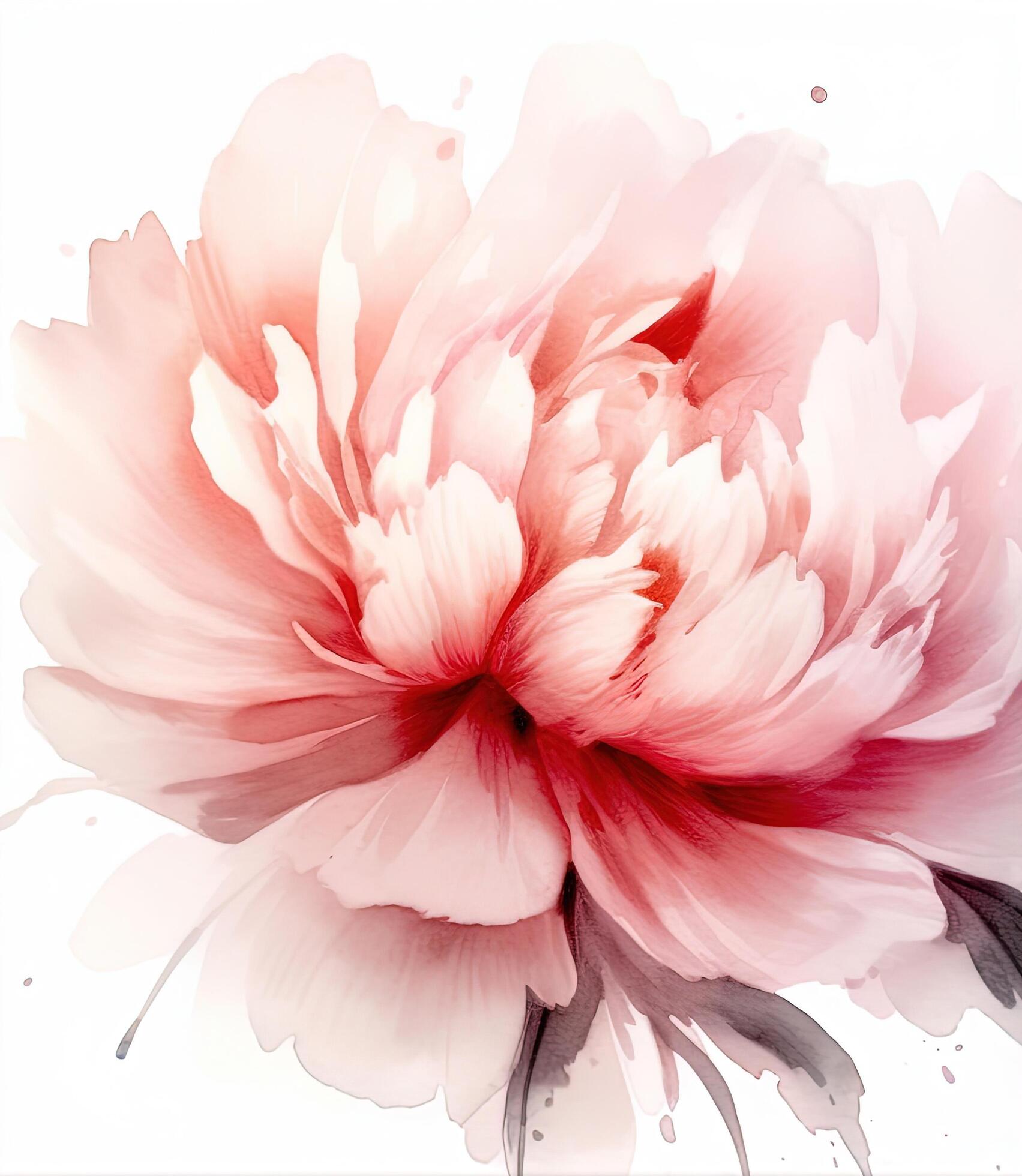 Watercolor beautiful peony flower. Illustration Stock Free