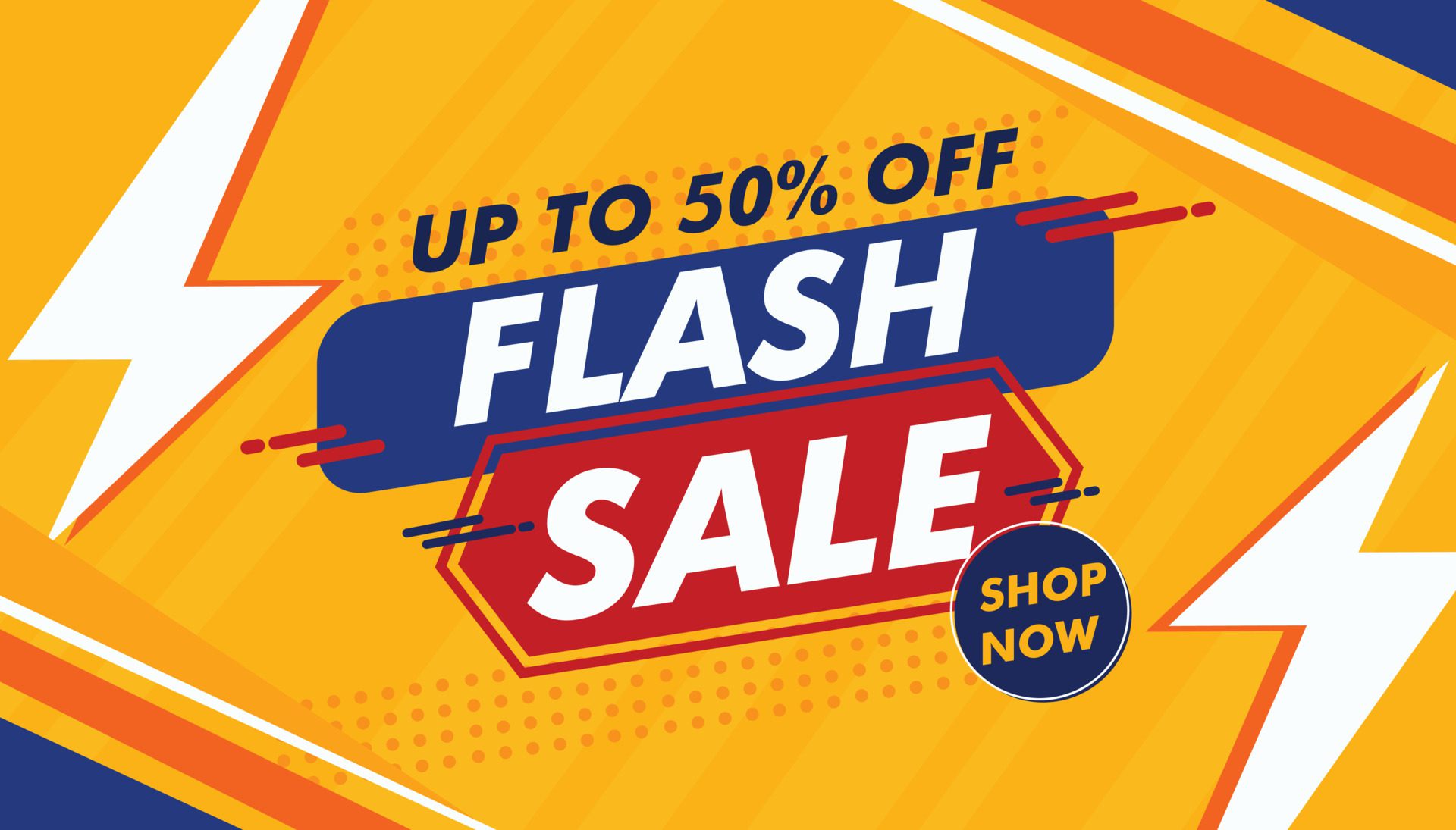 Flash sale shop now yellow banner templateVector Free Vector