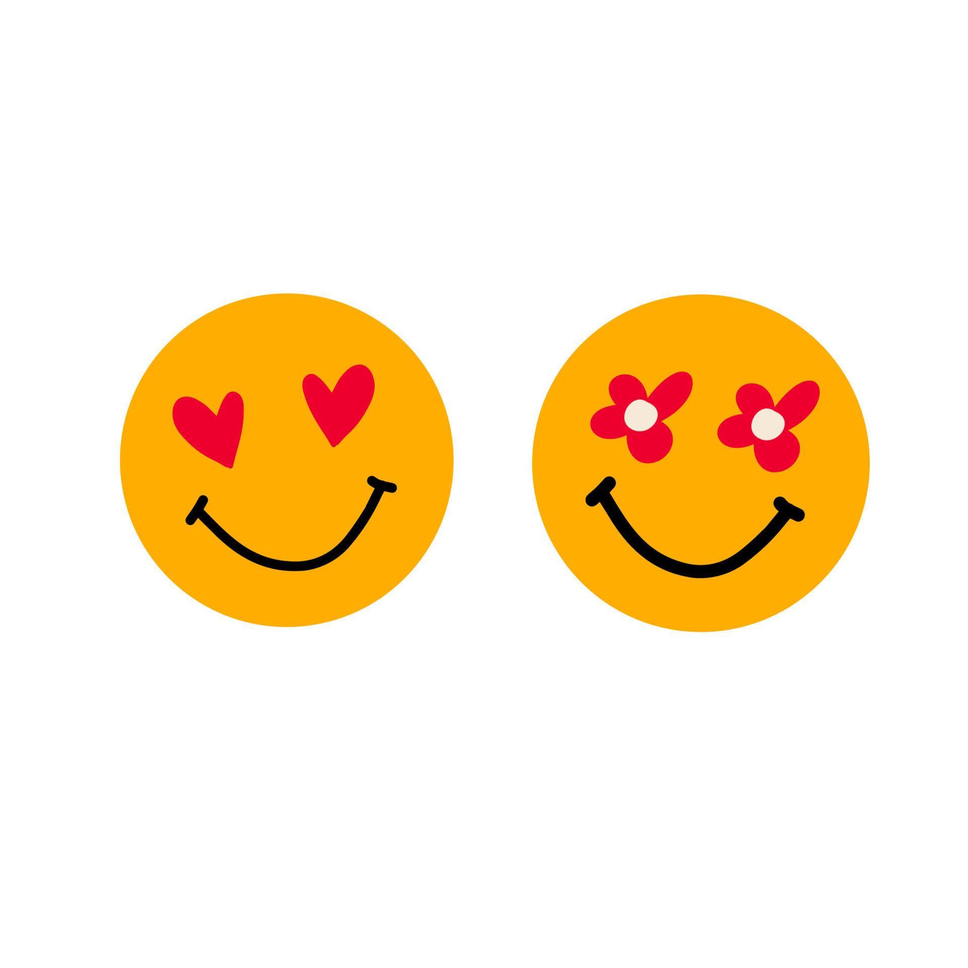 Emoji with eyes in the form of a heart and flower. Stock Free