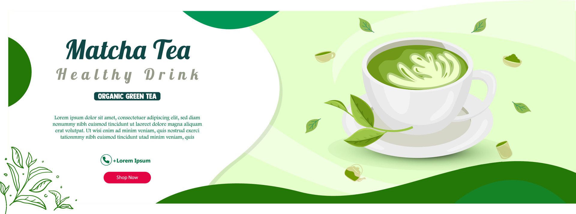 Matcha Tea Banner Template Free Vector