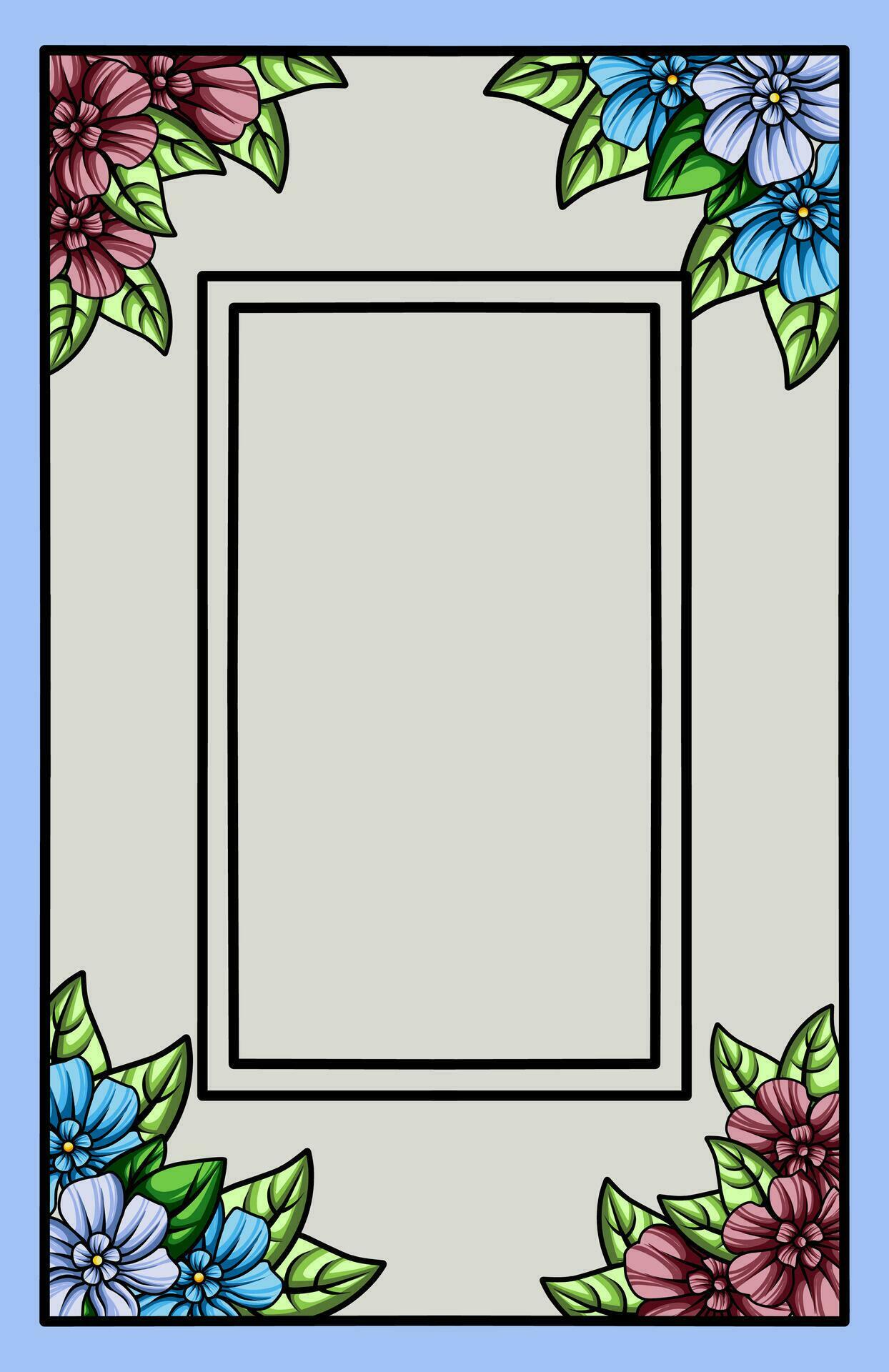 frame the border with an arrangement of leaves and flowers. Vector design Stock Free