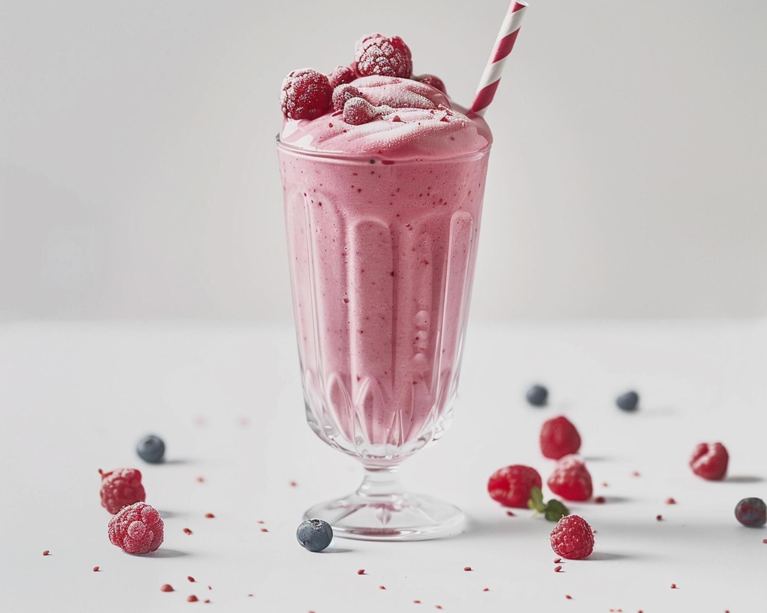 a smoothie with berries and raspberries Stock Free