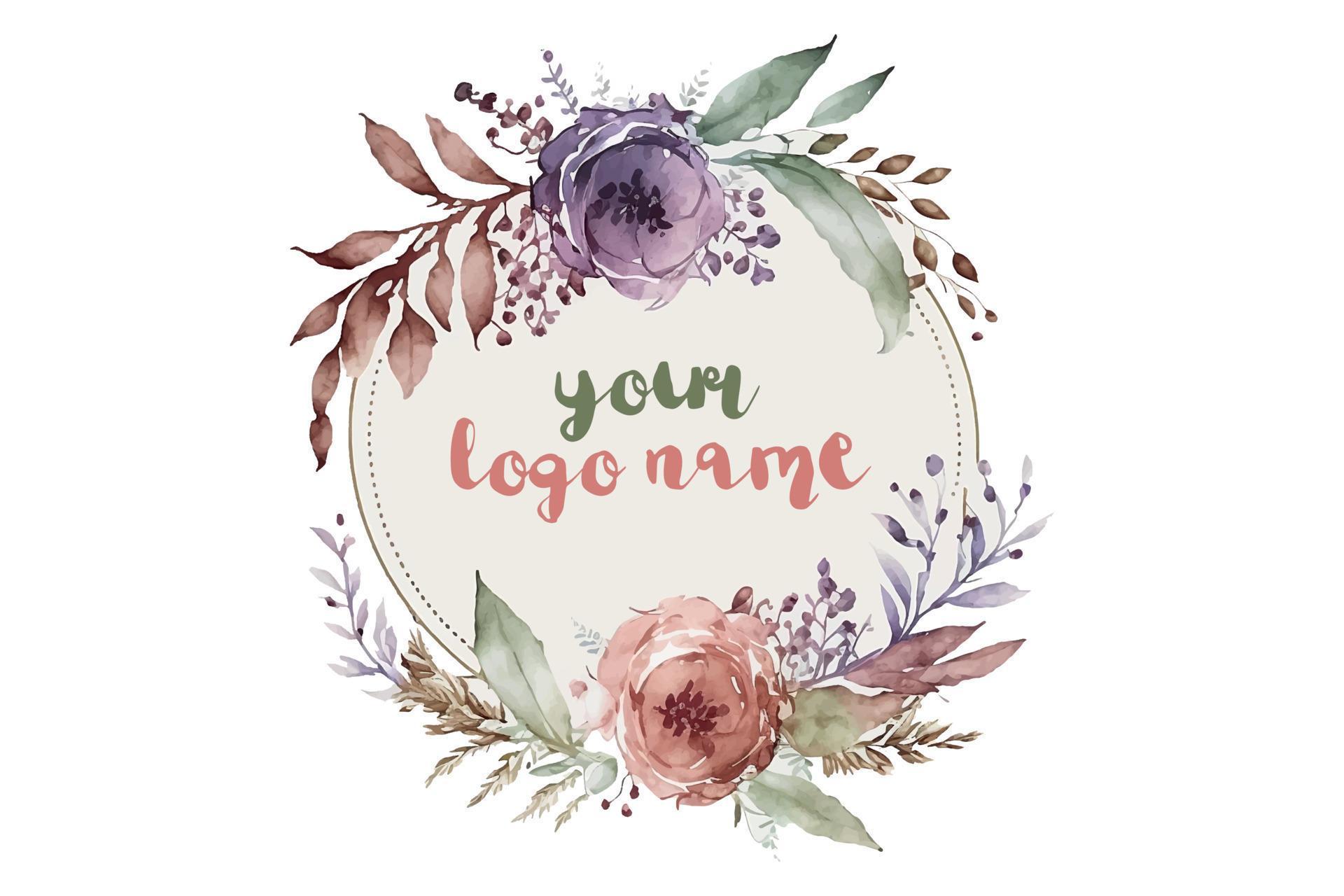 watercolor-floral-logo-round-floral-logo-modern-watercolor-logo-logo-design-calligraphy-logo-floral-logo-flower-logo-free-vector