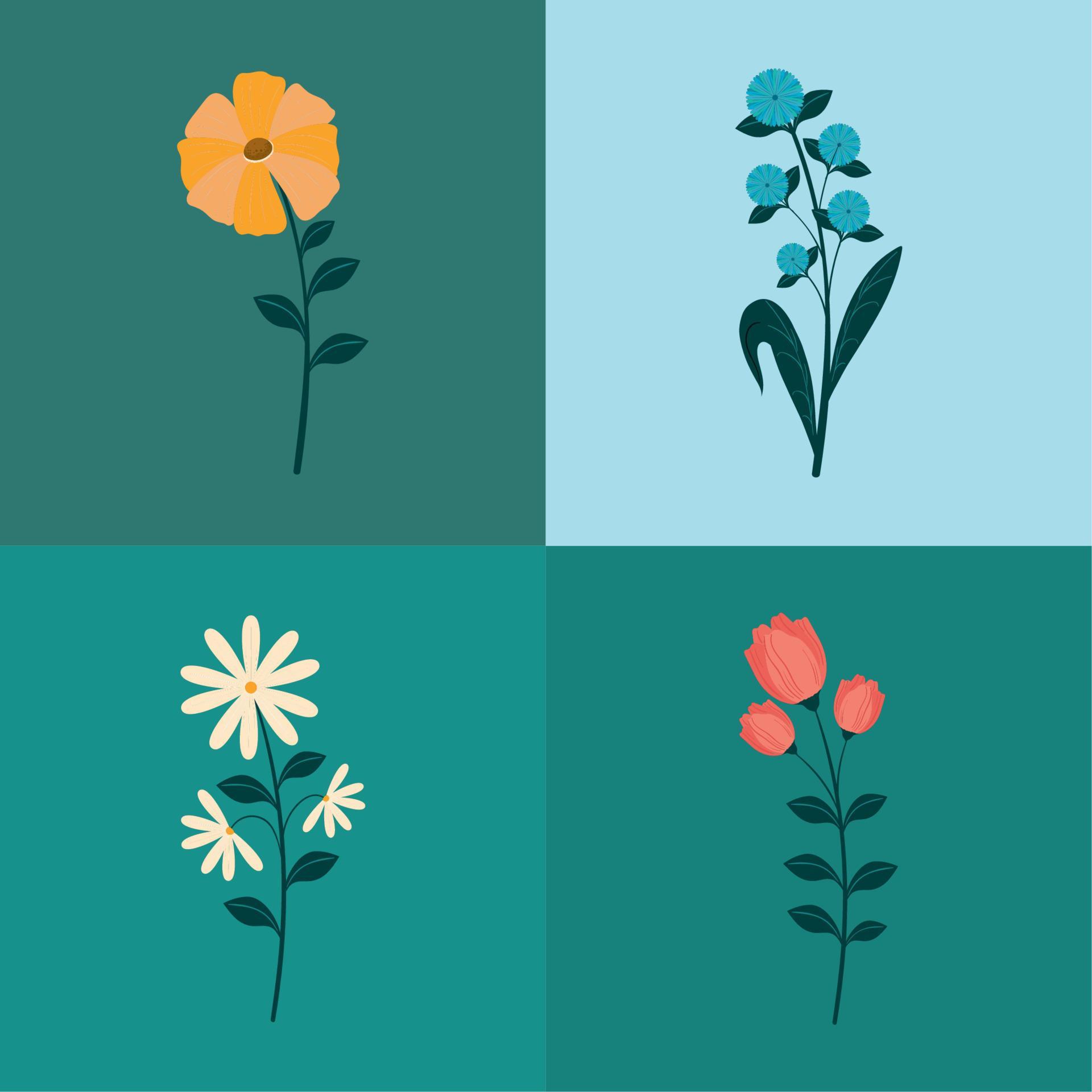 icons of flowers Stock Free