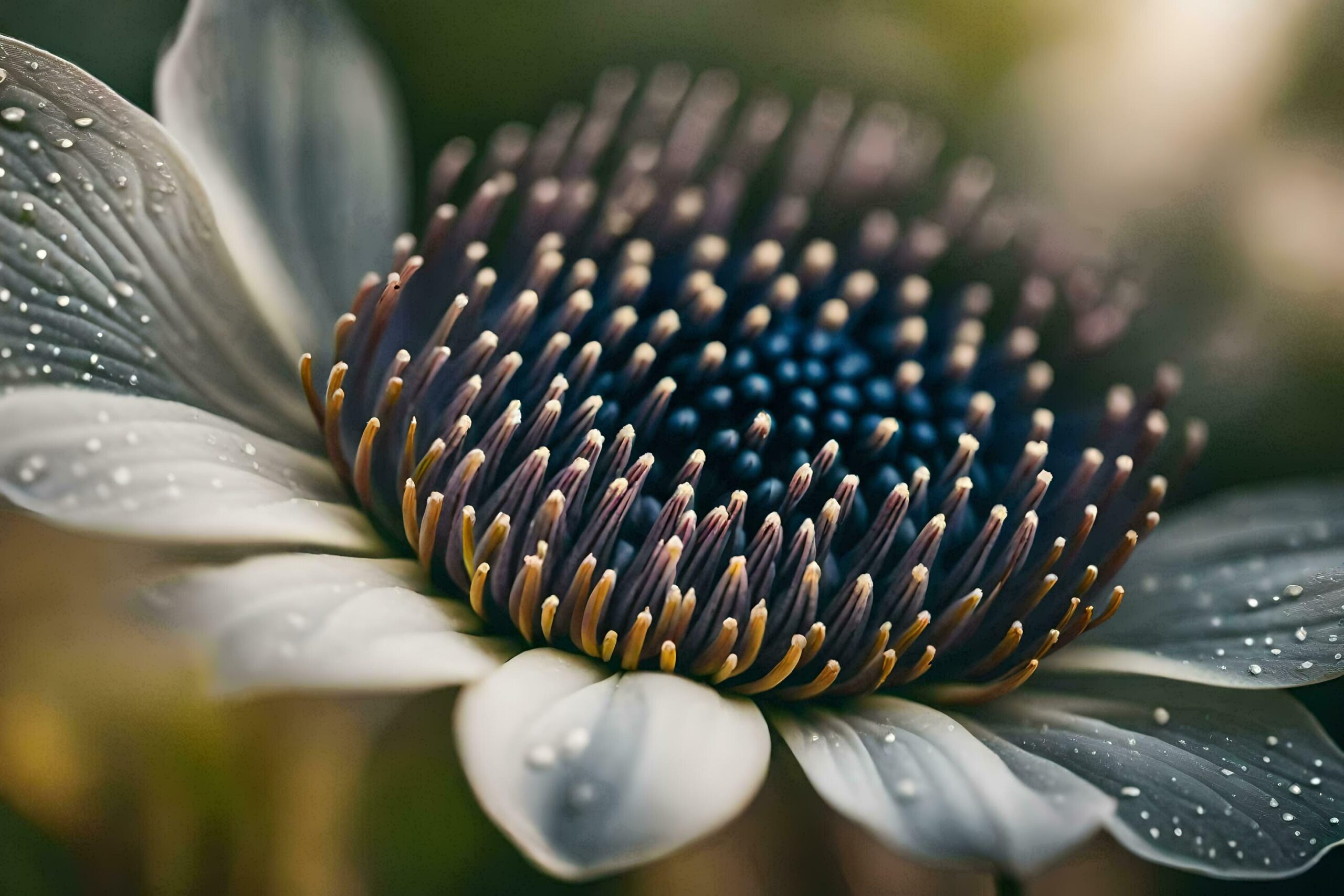 a close up of a flower with water droplets Free Photo